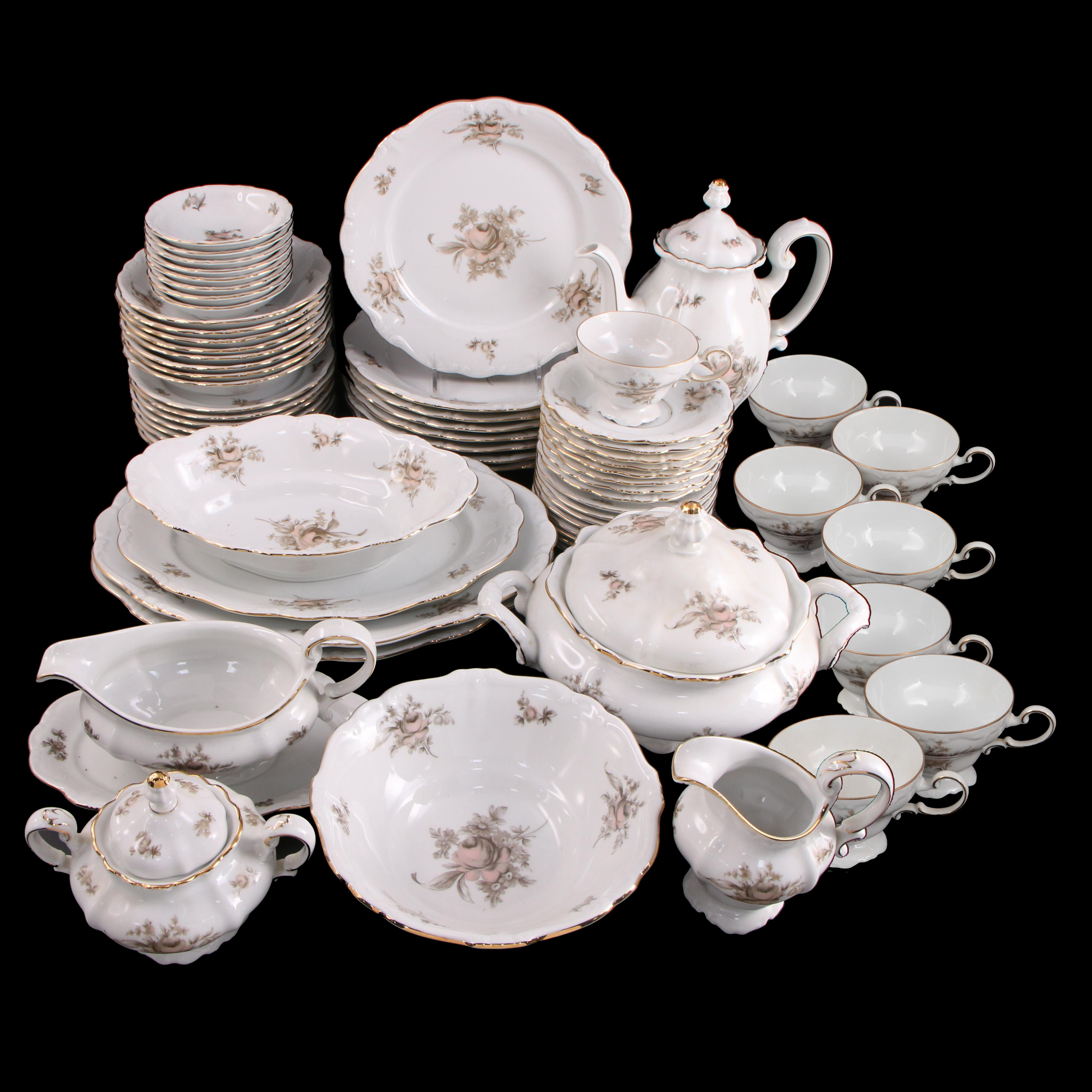 Johann Haviland German "Sepia Rose" Bone China, 20th Century