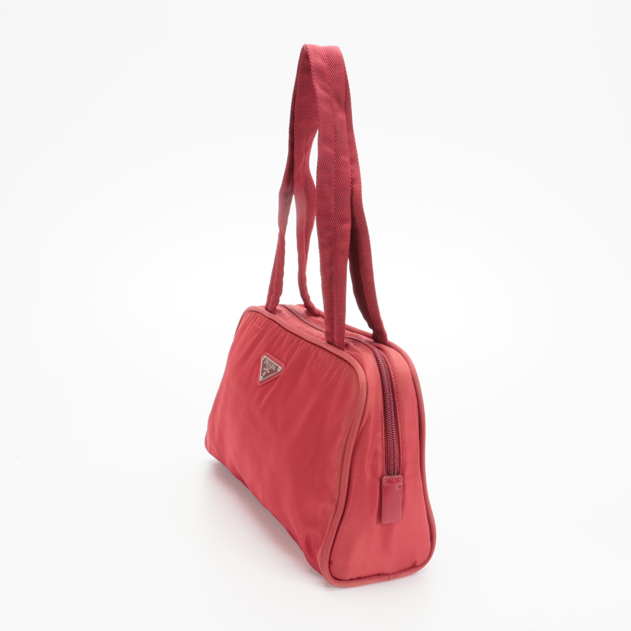 Prada Tessuto Red Nylon Shoulder Bag