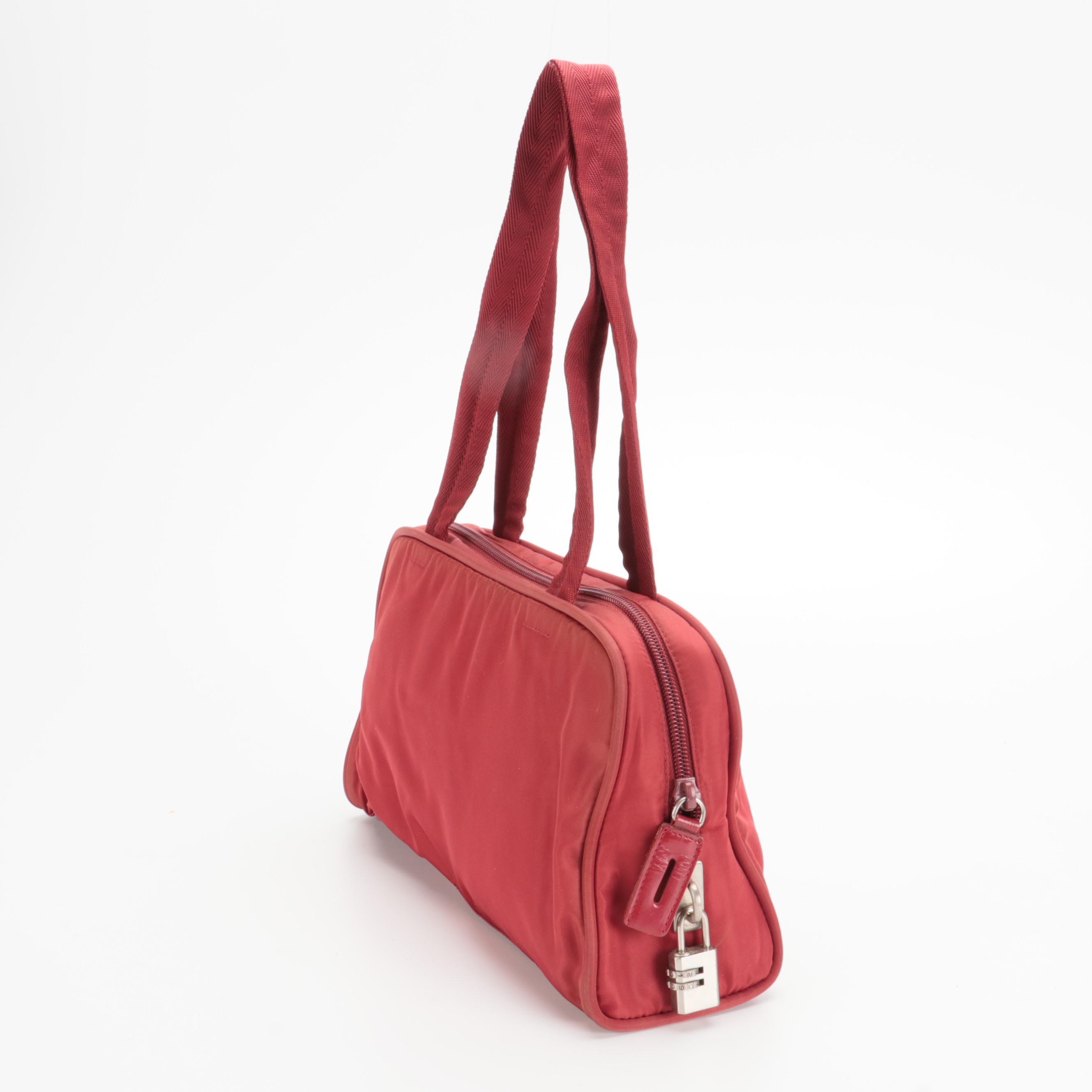 Prada Tessuto Red Nylon Shoulder Bag