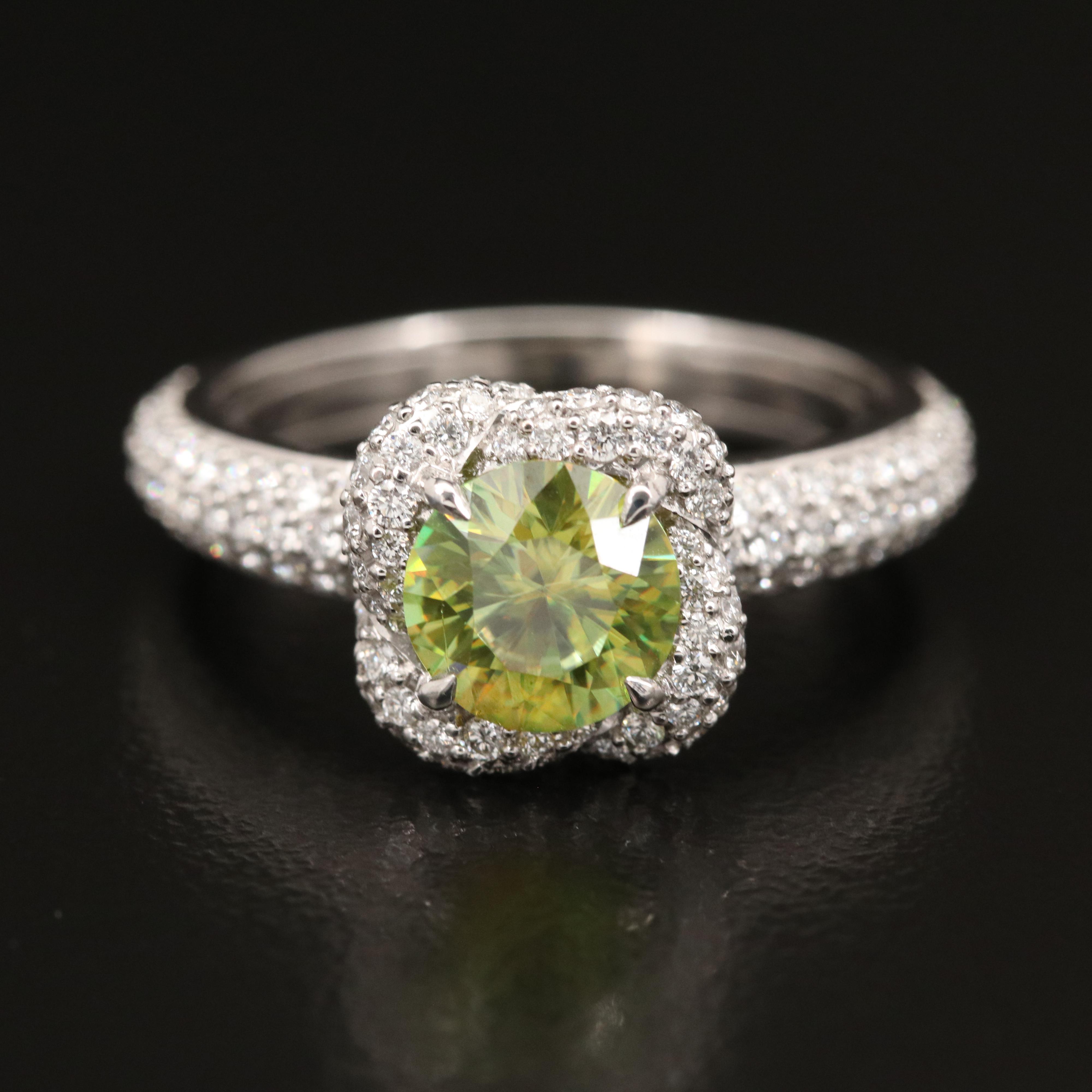 Sphene Kat Florence Diamond Rings Neon Paraiba Tourmaline Ring - Technical View