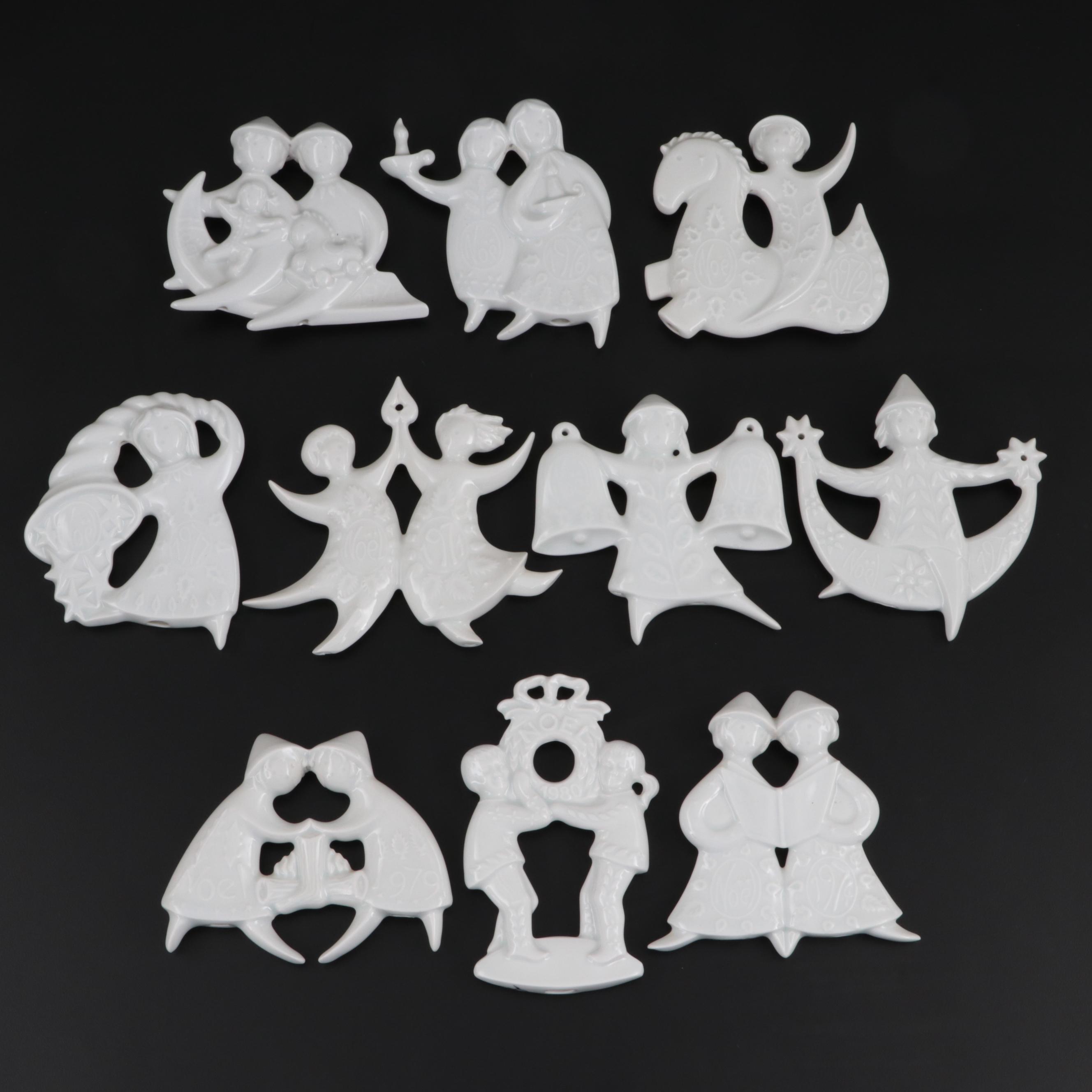 Haviland Porcelain Christmas Ornaments Including "Dancing Bells" and More