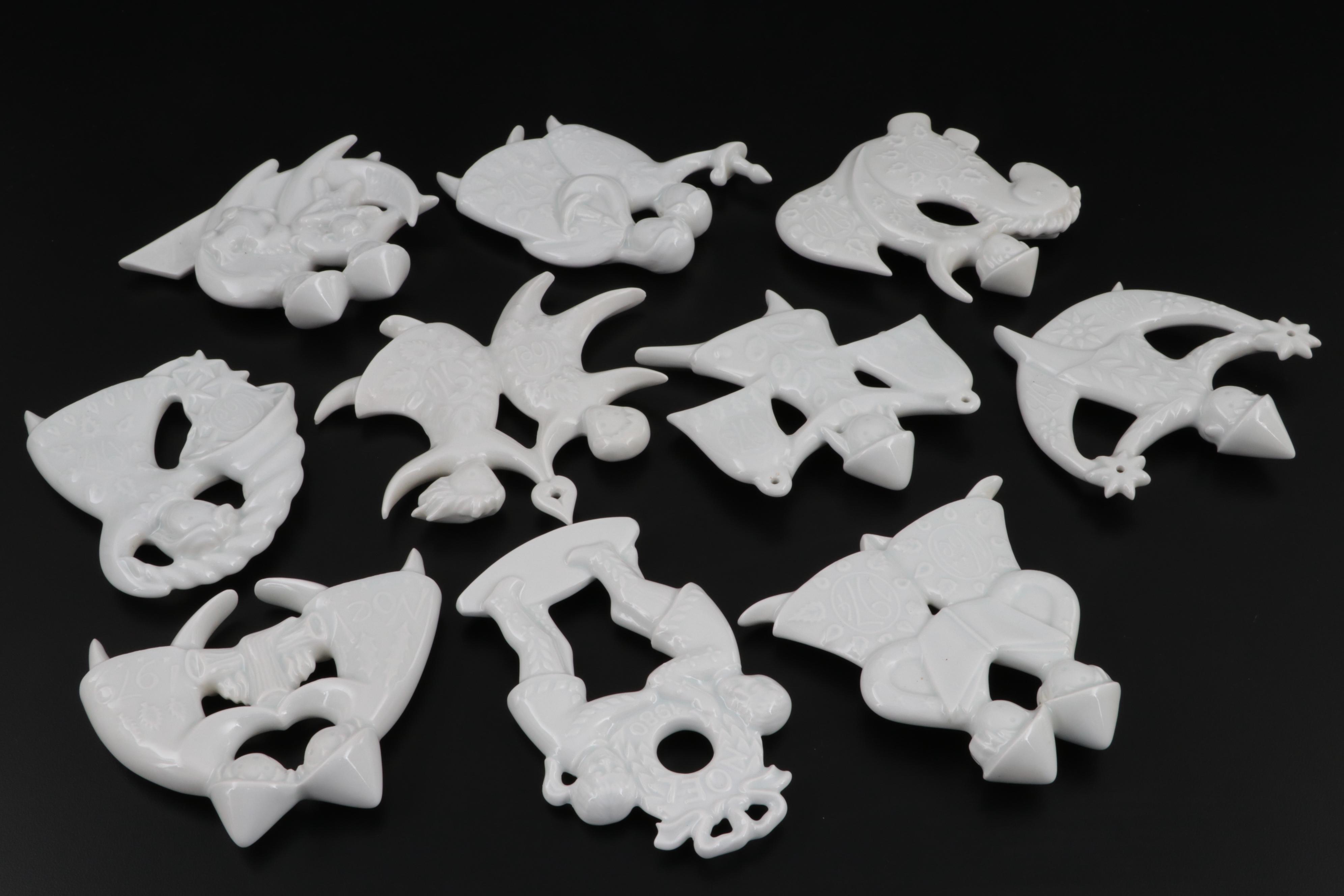 Haviland Porcelain Christmas Ornaments Including "Dancing Bells" and More