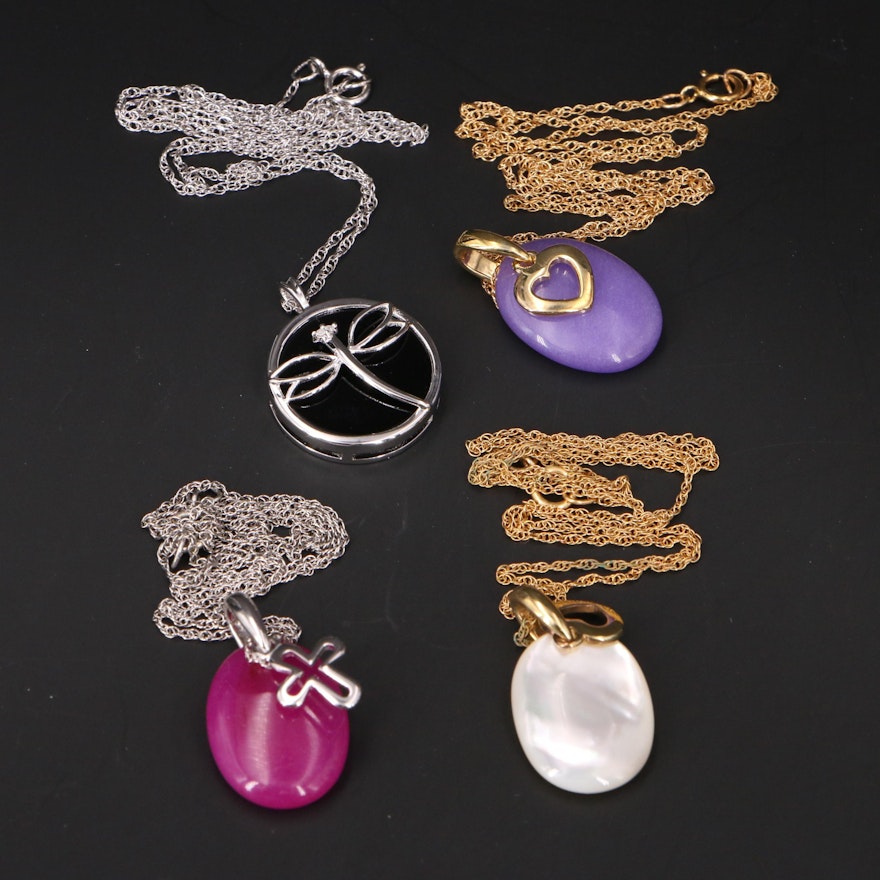 Sterling and Gold-Filled Diamond and Gemstone Pendant Necklaces