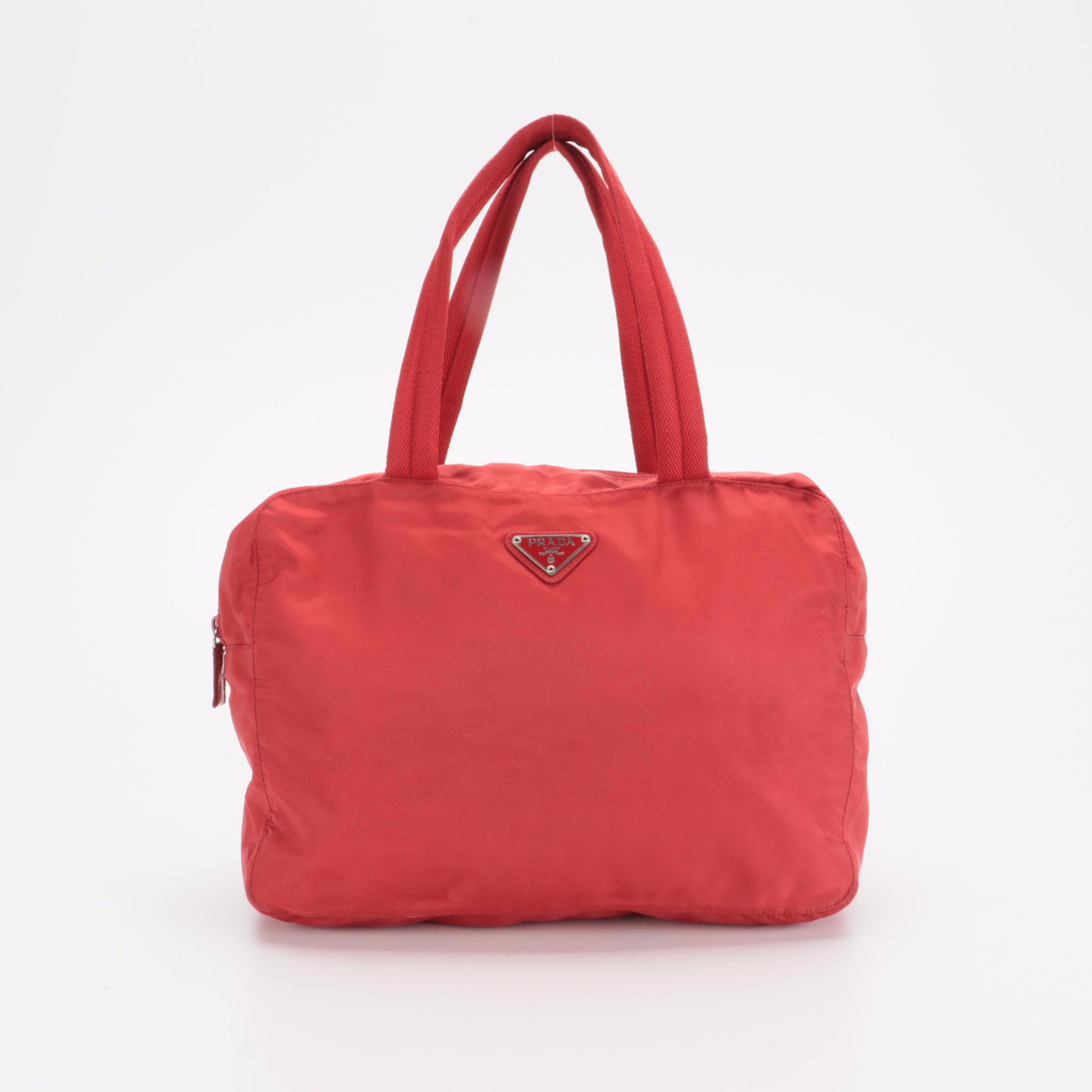 Prada Tessuto Top Handle Bag in Red Nylon