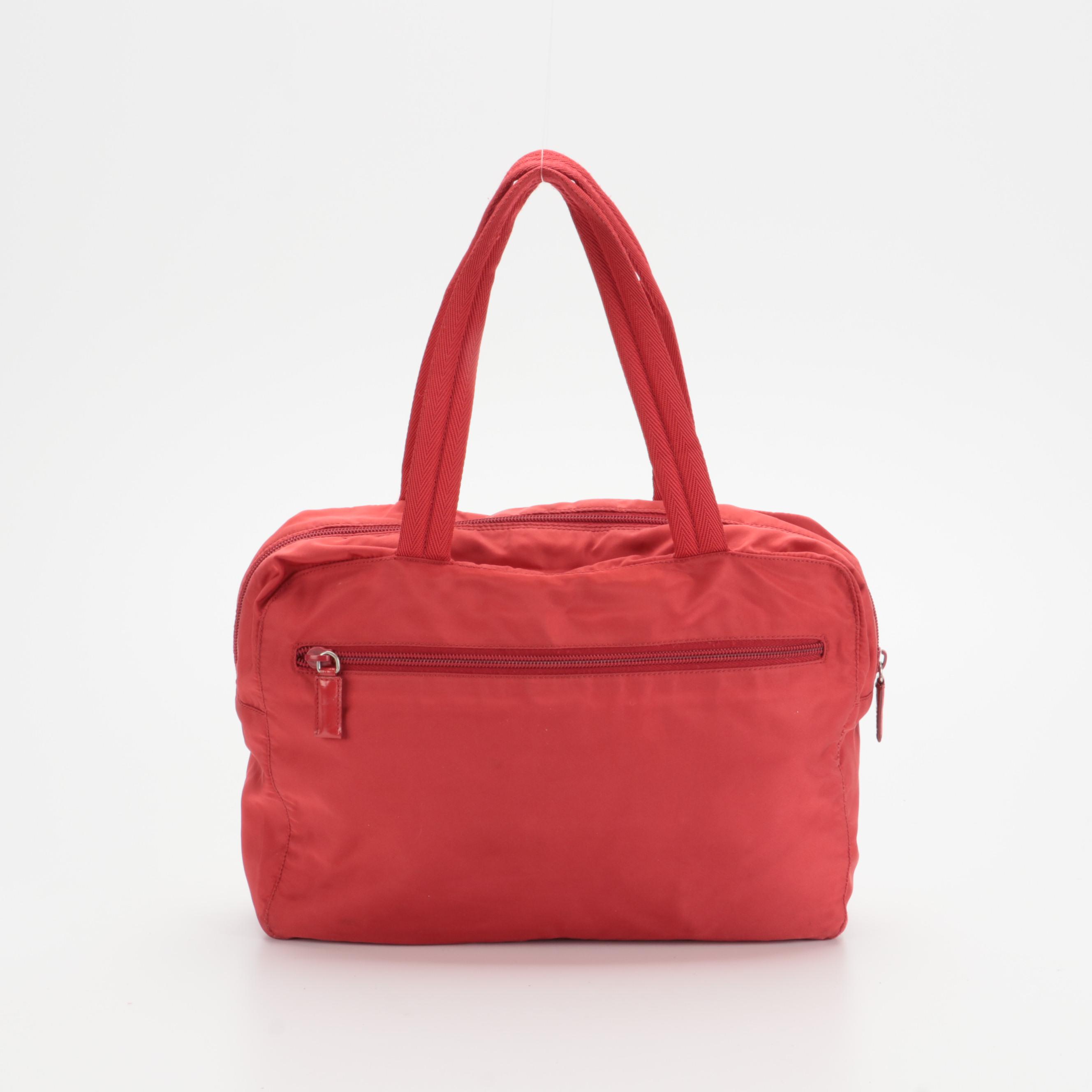 Prada Tessuto Top Handle Bag in Red Nylon