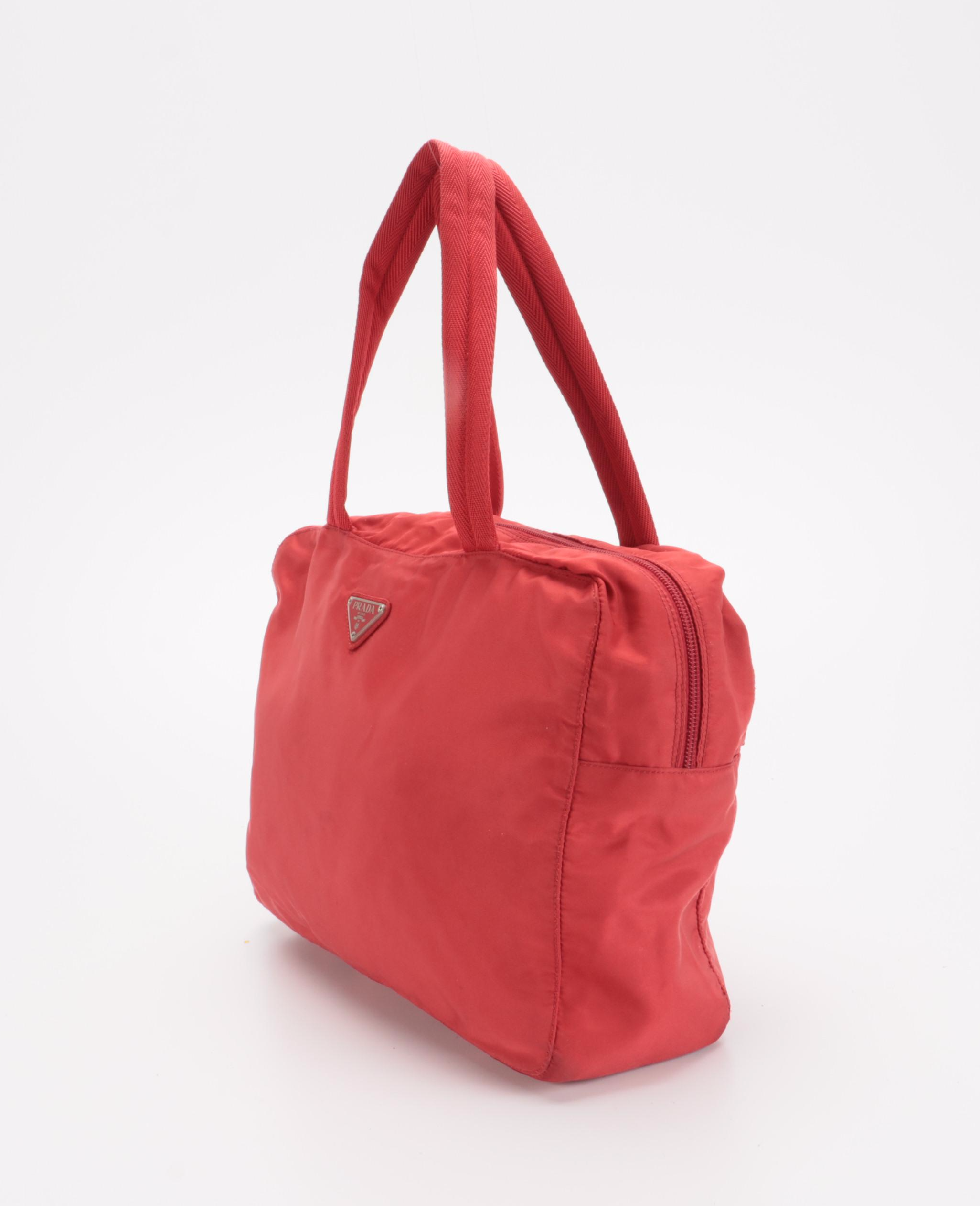 Prada Tessuto Top Handle Bag in Red Nylon