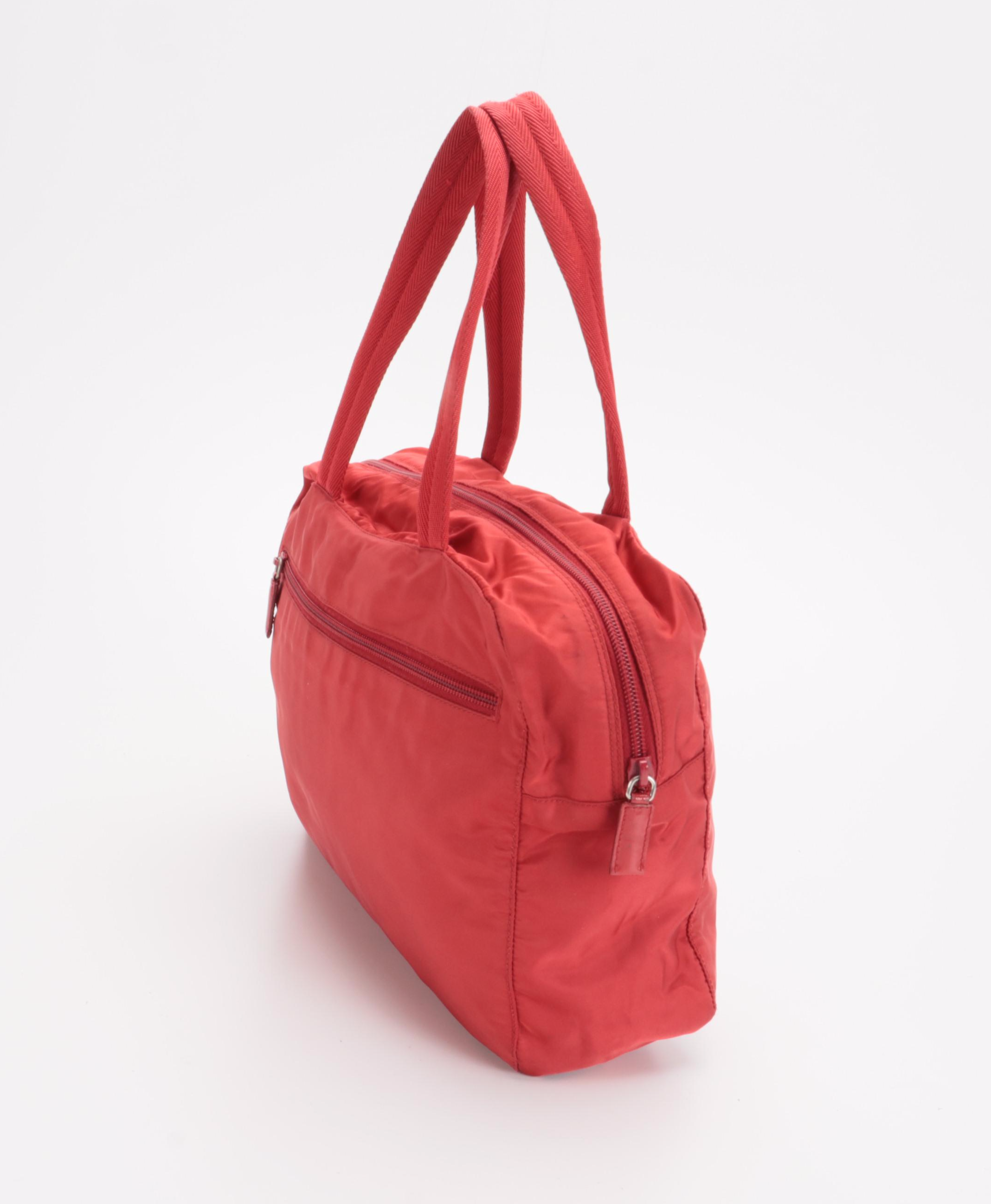 Prada Tessuto Top Handle Bag in Red Nylon
