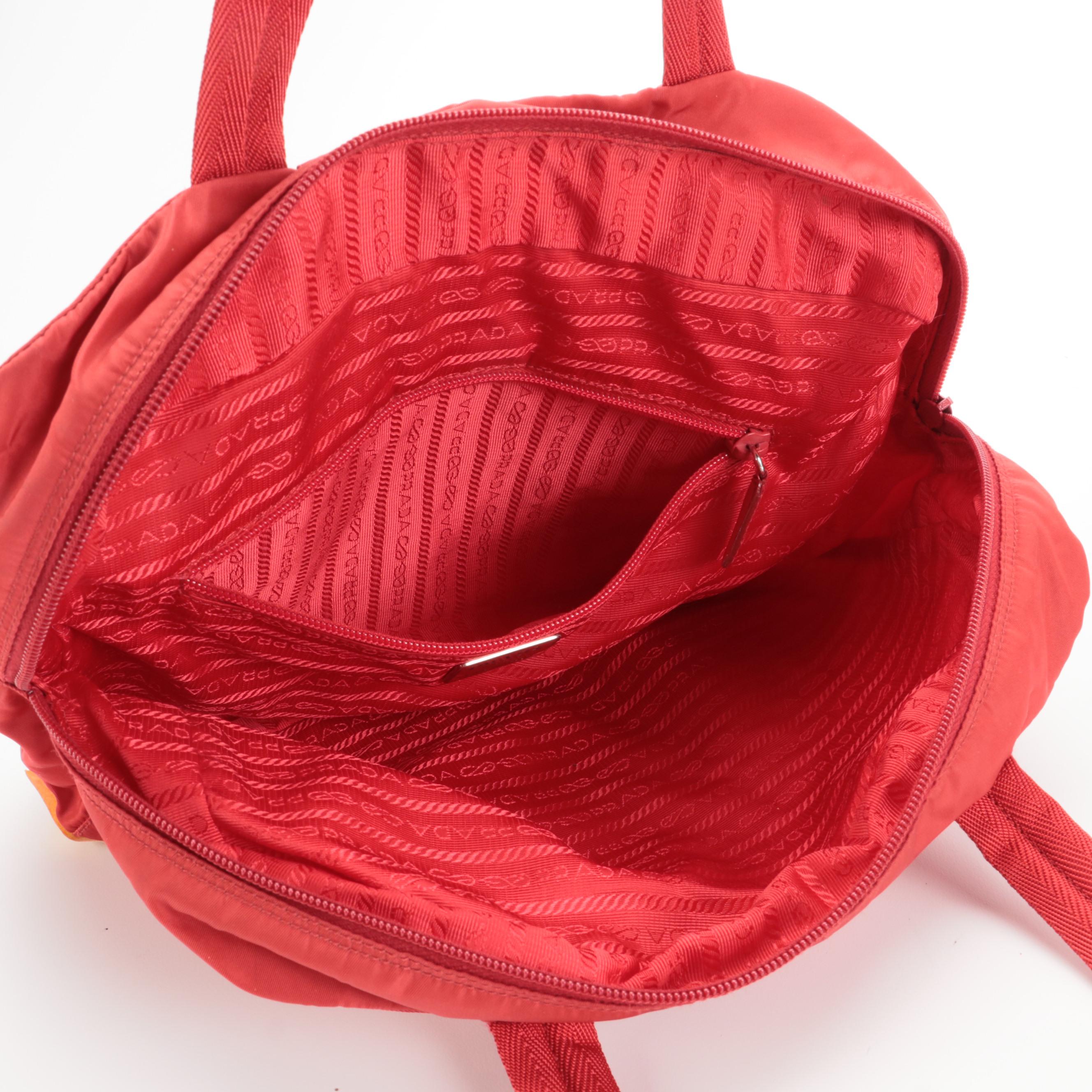 Prada Tessuto Top Handle Bag in Red Nylon