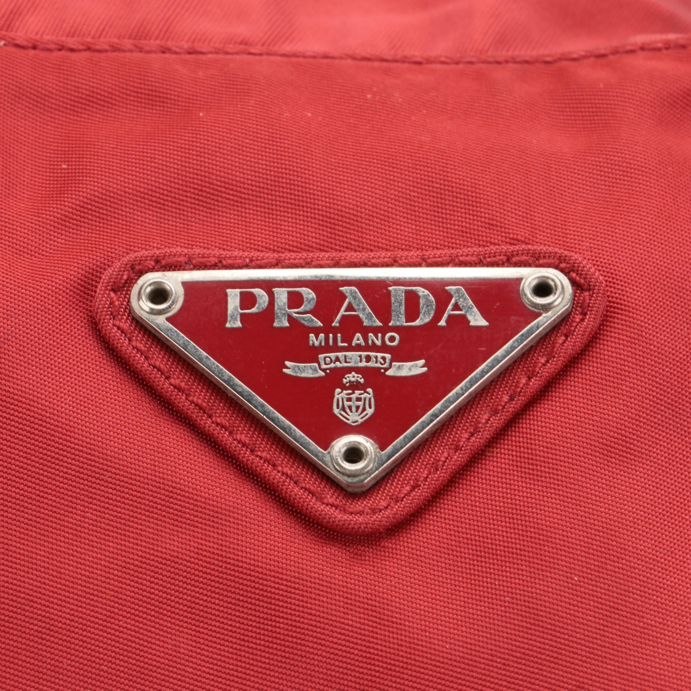 Prada Tessuto Top Handle Bag in Red Nylon