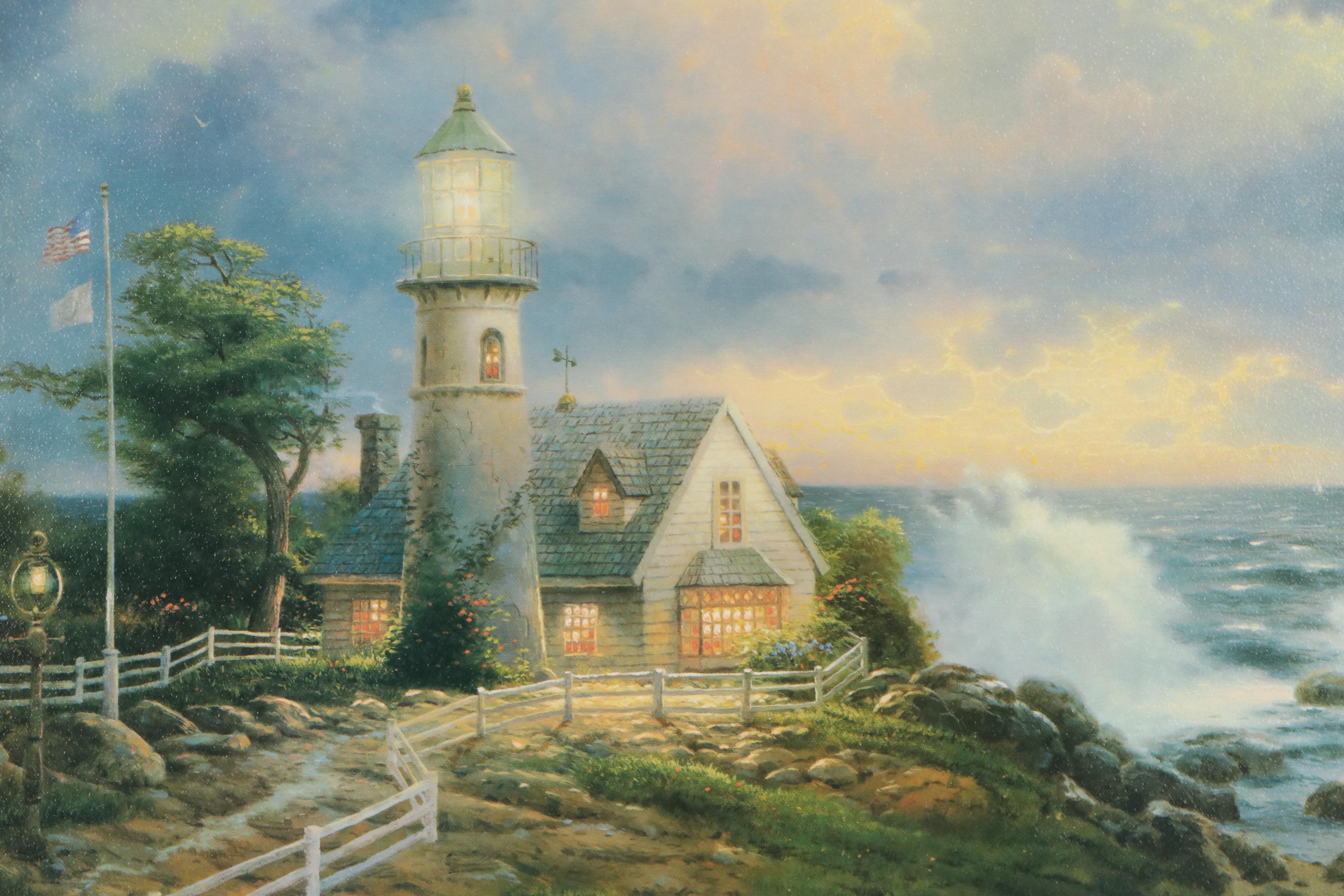 Thomas Kinkade Offset Lithograph "A Light in the Storm," 1995