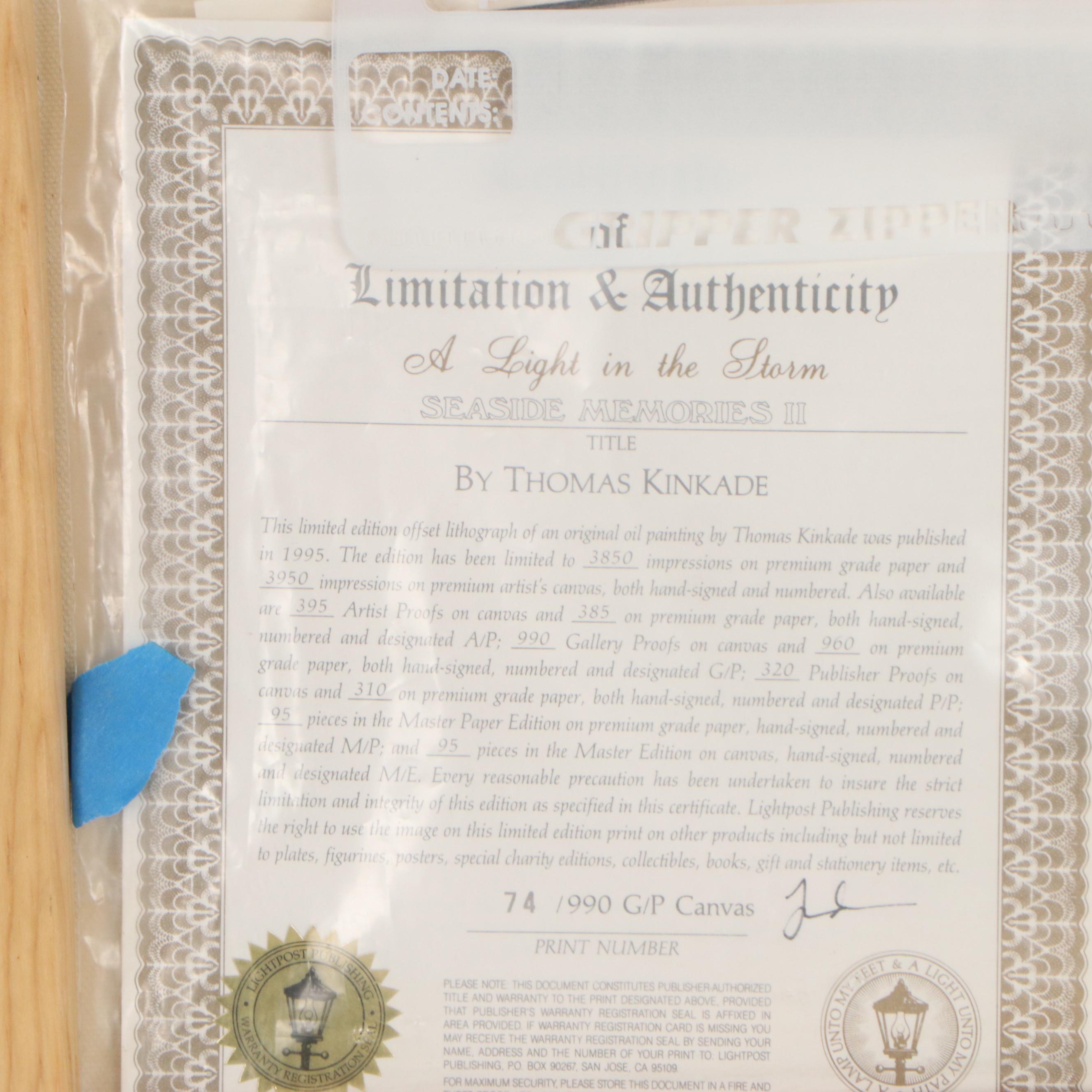 Thomas Kinkade Offset Lithograph "A Light in the Storm," 1995