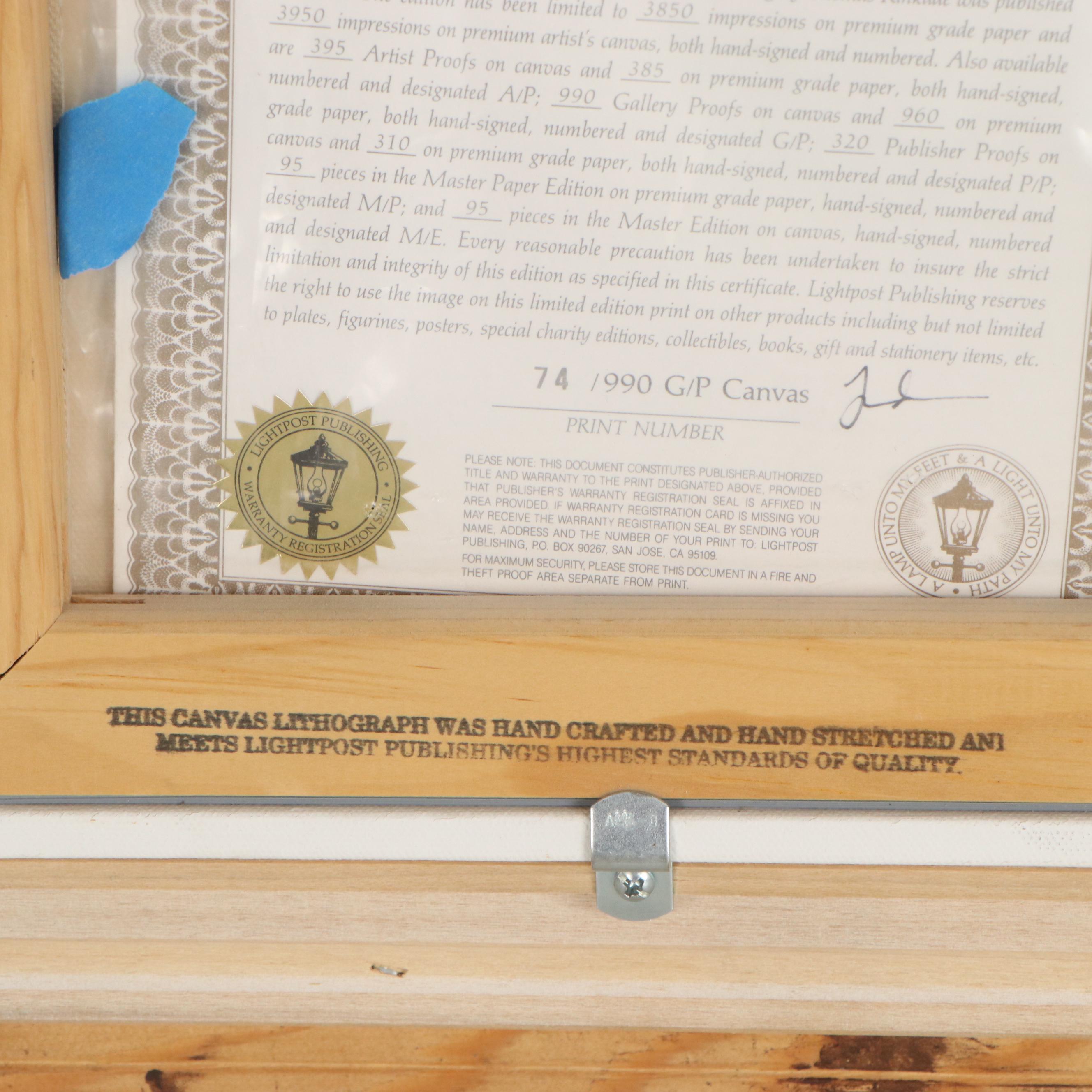 Thomas Kinkade Offset Lithograph "A Light in the Storm," 1995