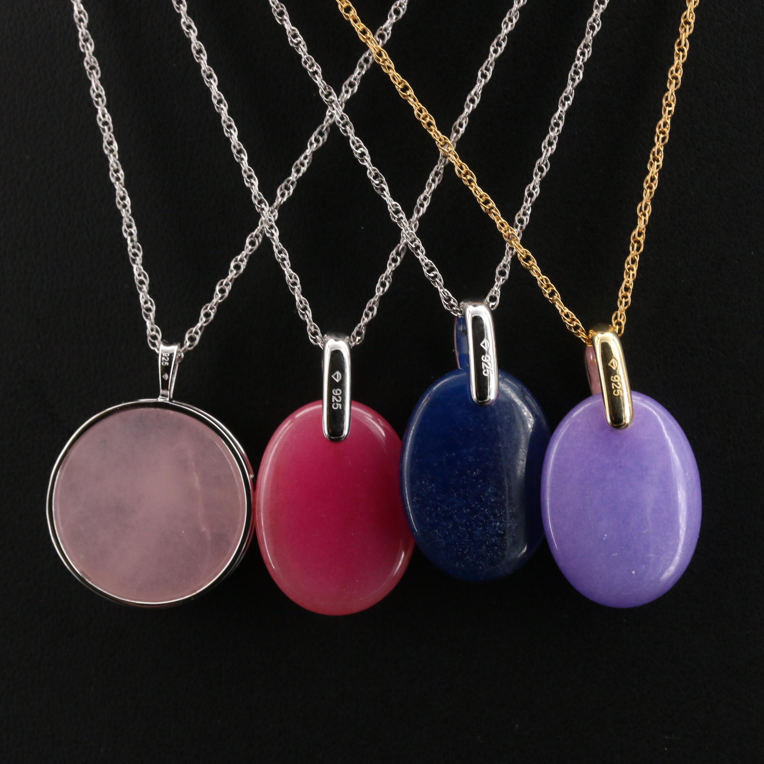 Sterling and Gold-Filled Gemstone Cross, Dragonfly and Heart Necklaces