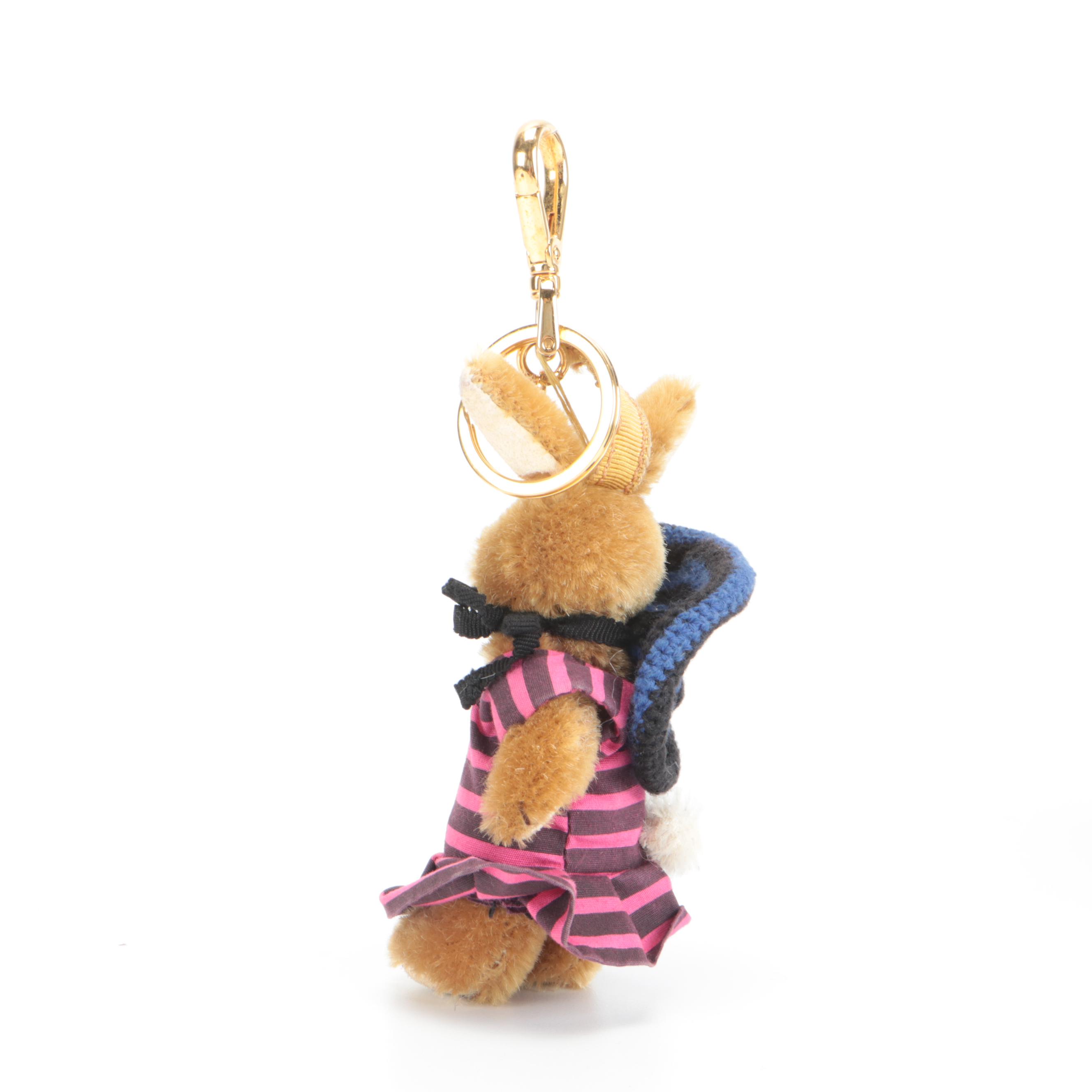 Prada Trick Lulu Mohair Bunny Key Ring Bag Charm with Box
