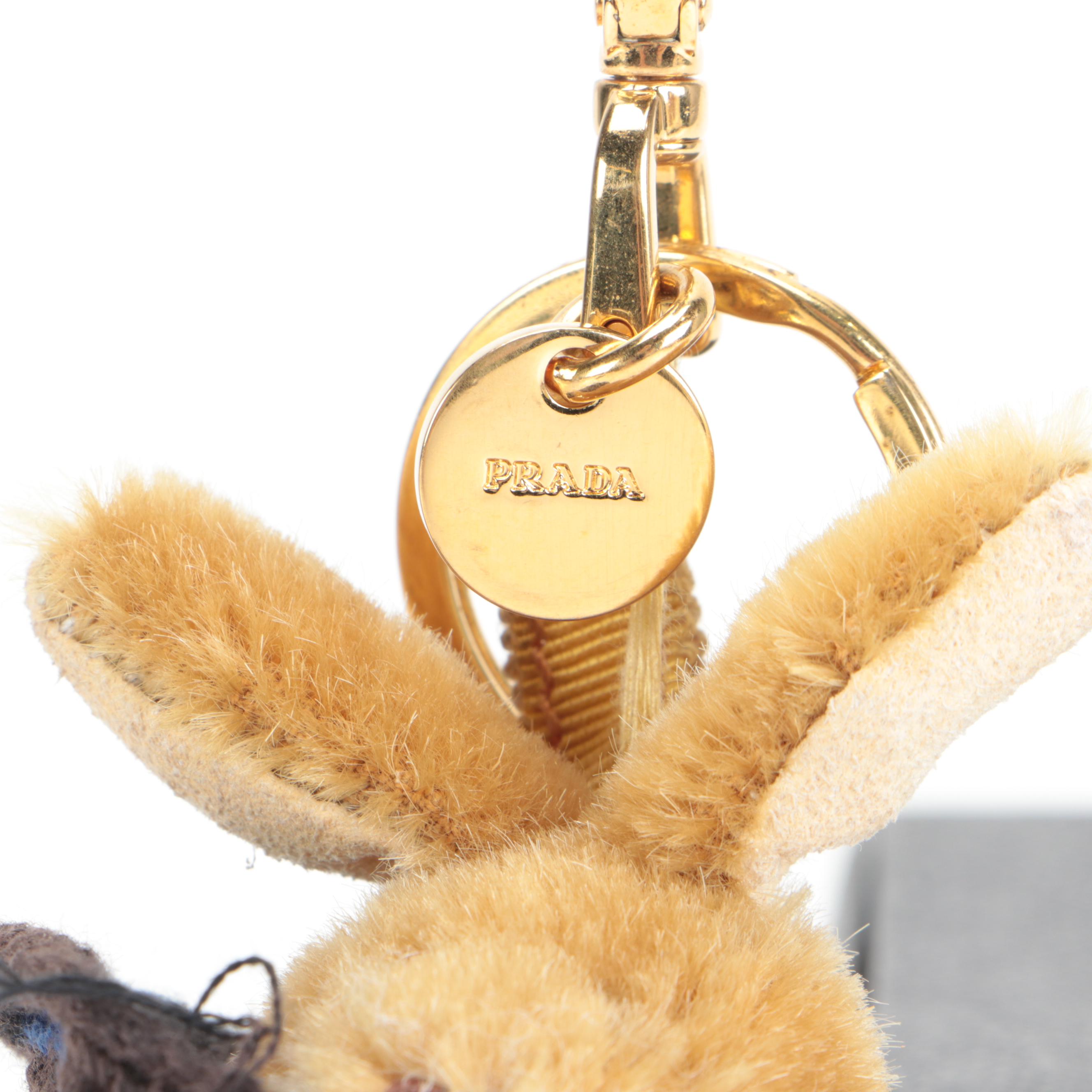 Prada Trick Lulu Mohair Bunny Key Ring Bag Charm with Box
