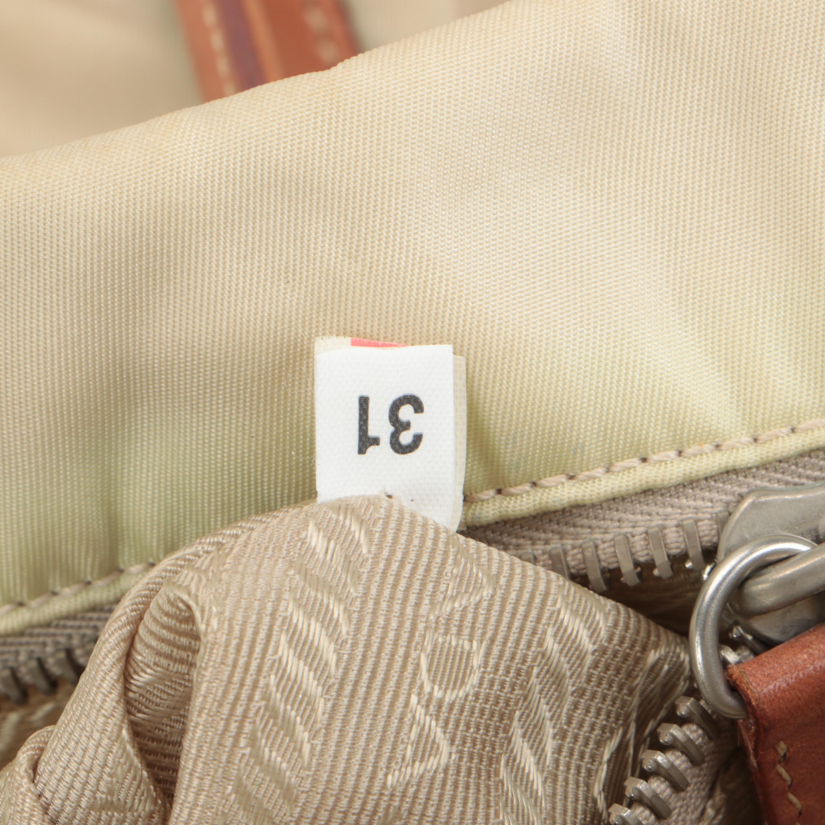 Prada Small Shopping Tote in Nylon with Tan Leather Trim