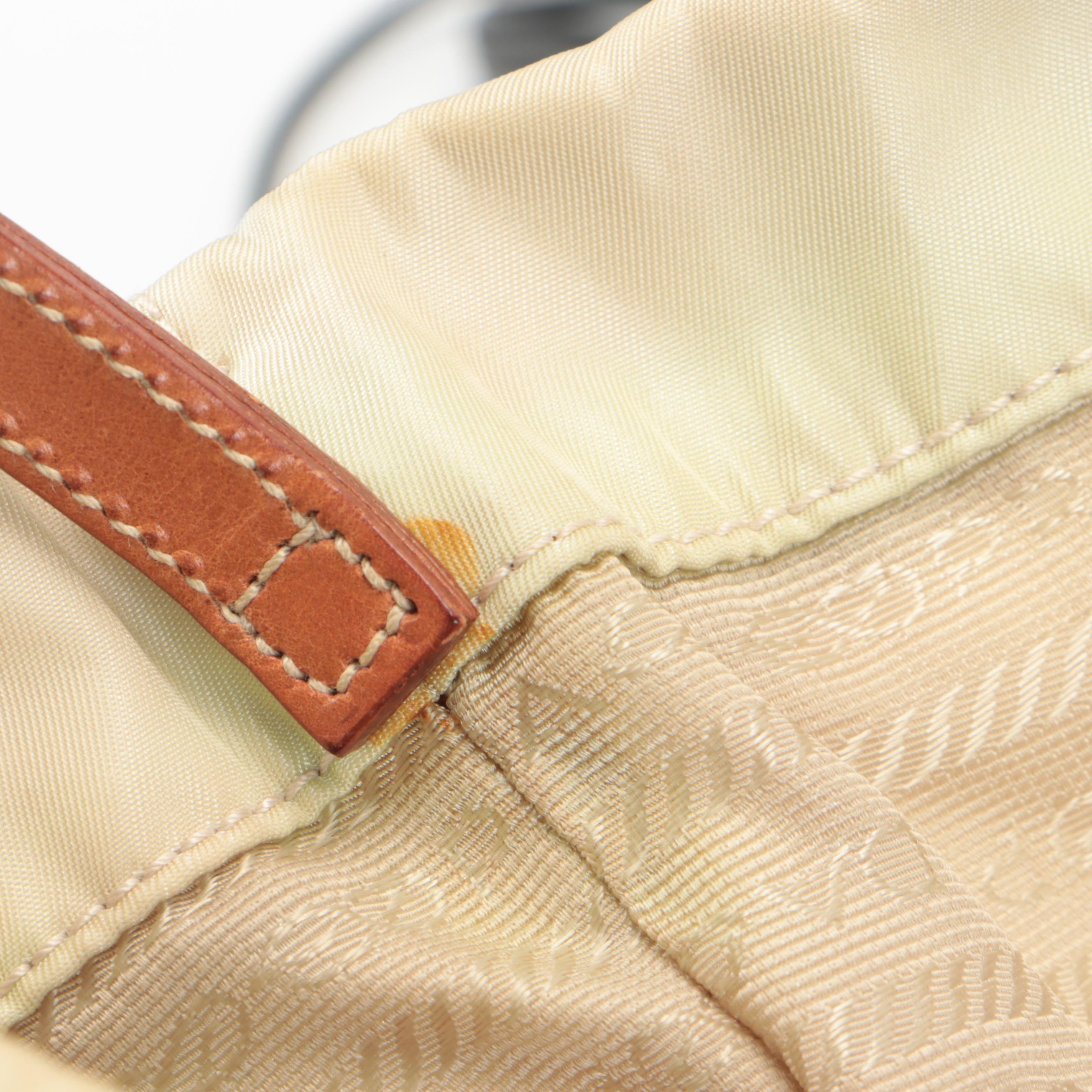 Prada Small Shopping Tote in Nylon with Tan Leather Trim