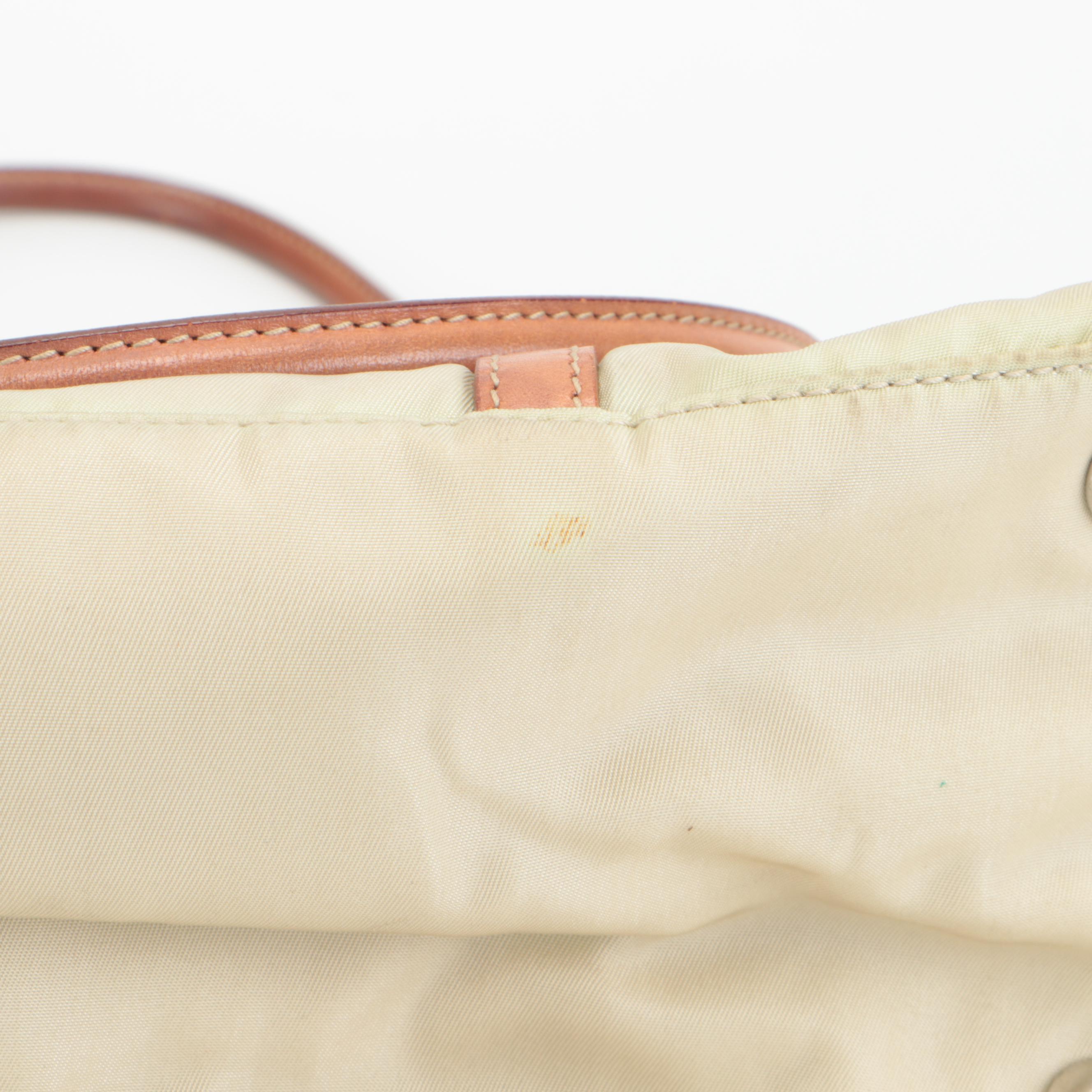 Prada Small Shopping Tote in Nylon with Tan Leather Trim