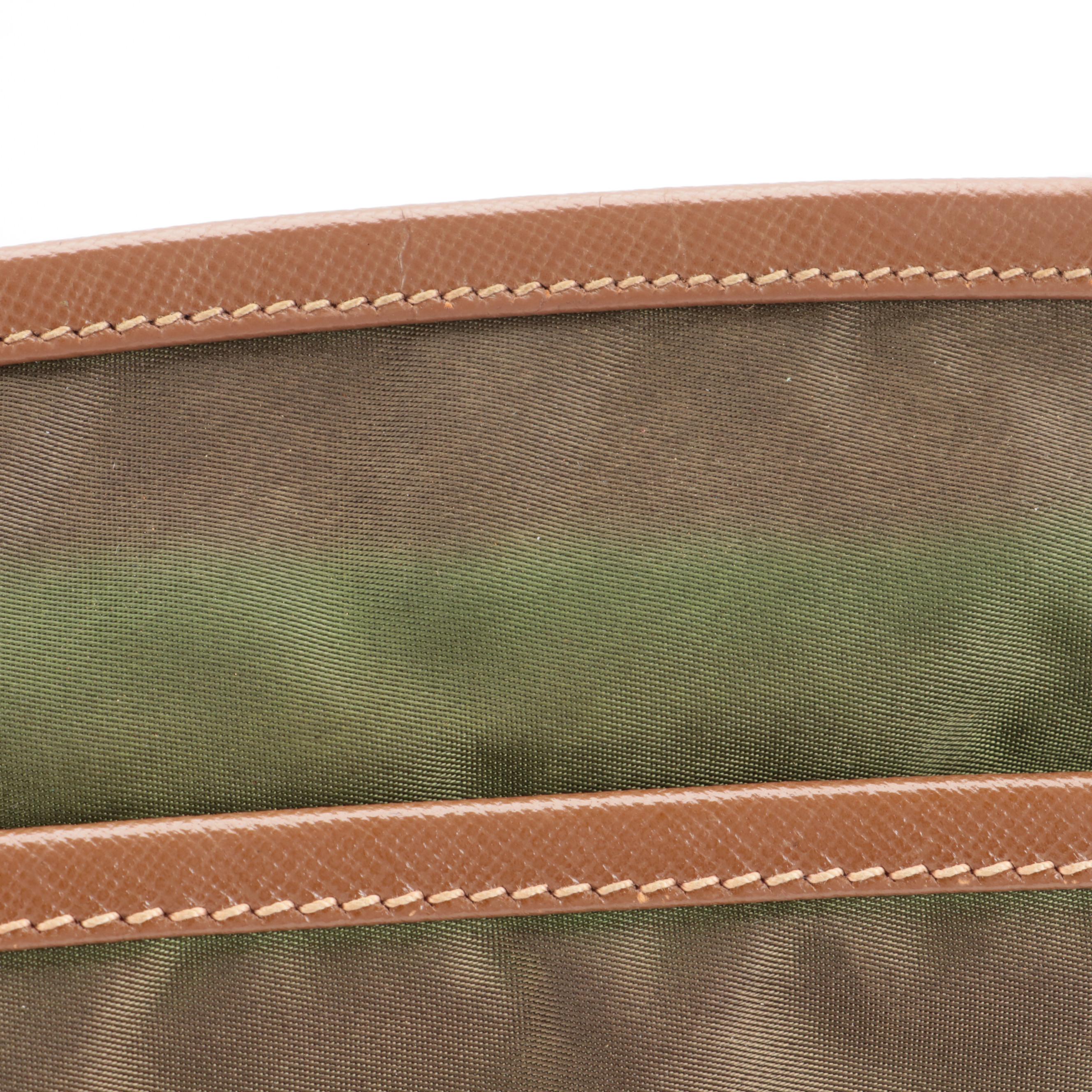 Prada Crossbody Bag in Green Tessuto Nylon with Brown Saffiano Leather Trim