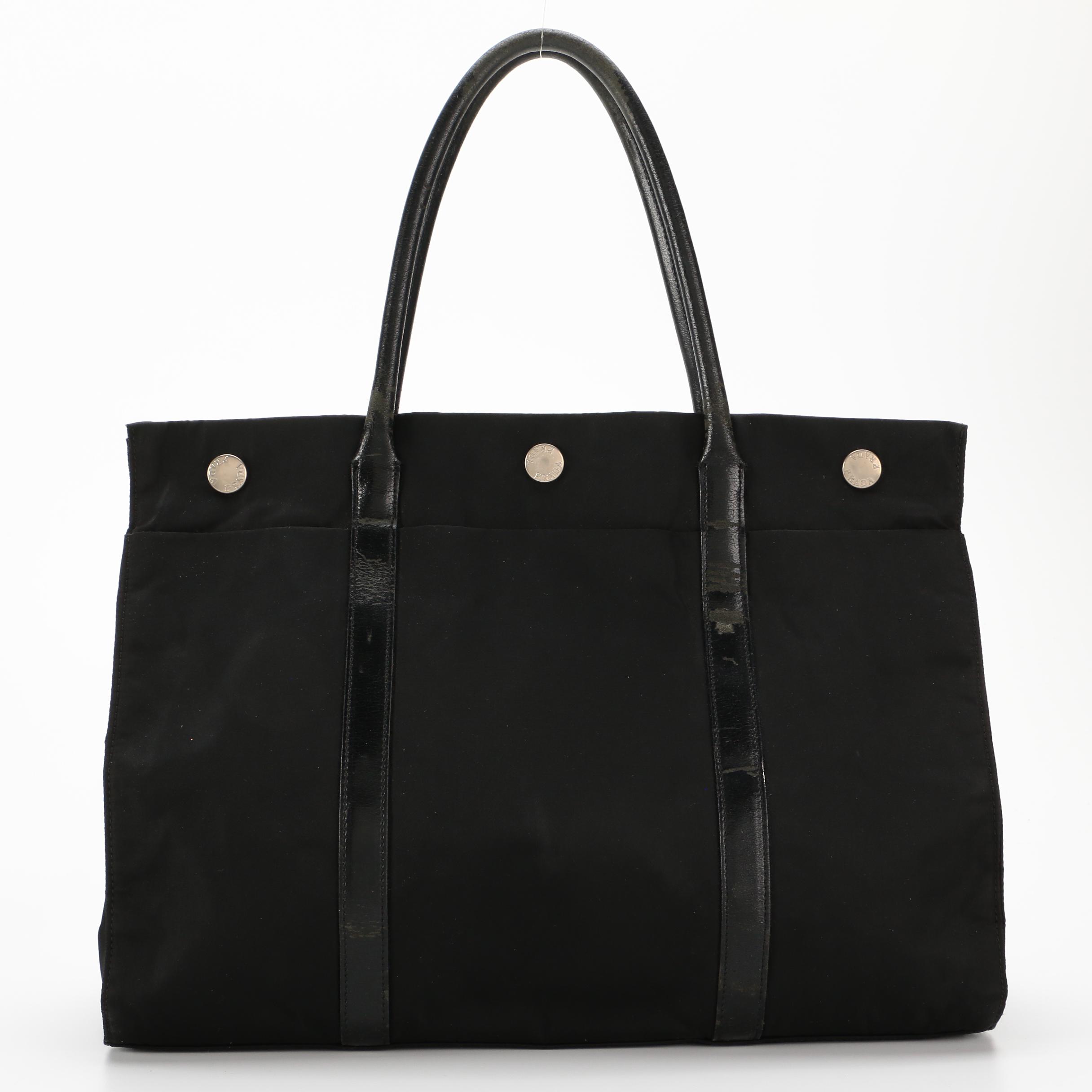 Prada Tote in Black Tessuto Nylon and Leather