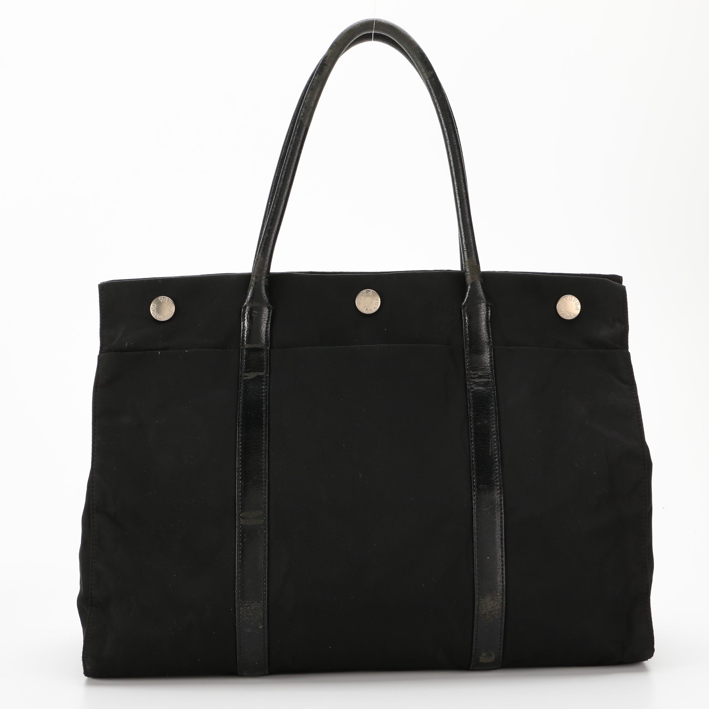 Prada Tote in Black Tessuto Nylon and Leather