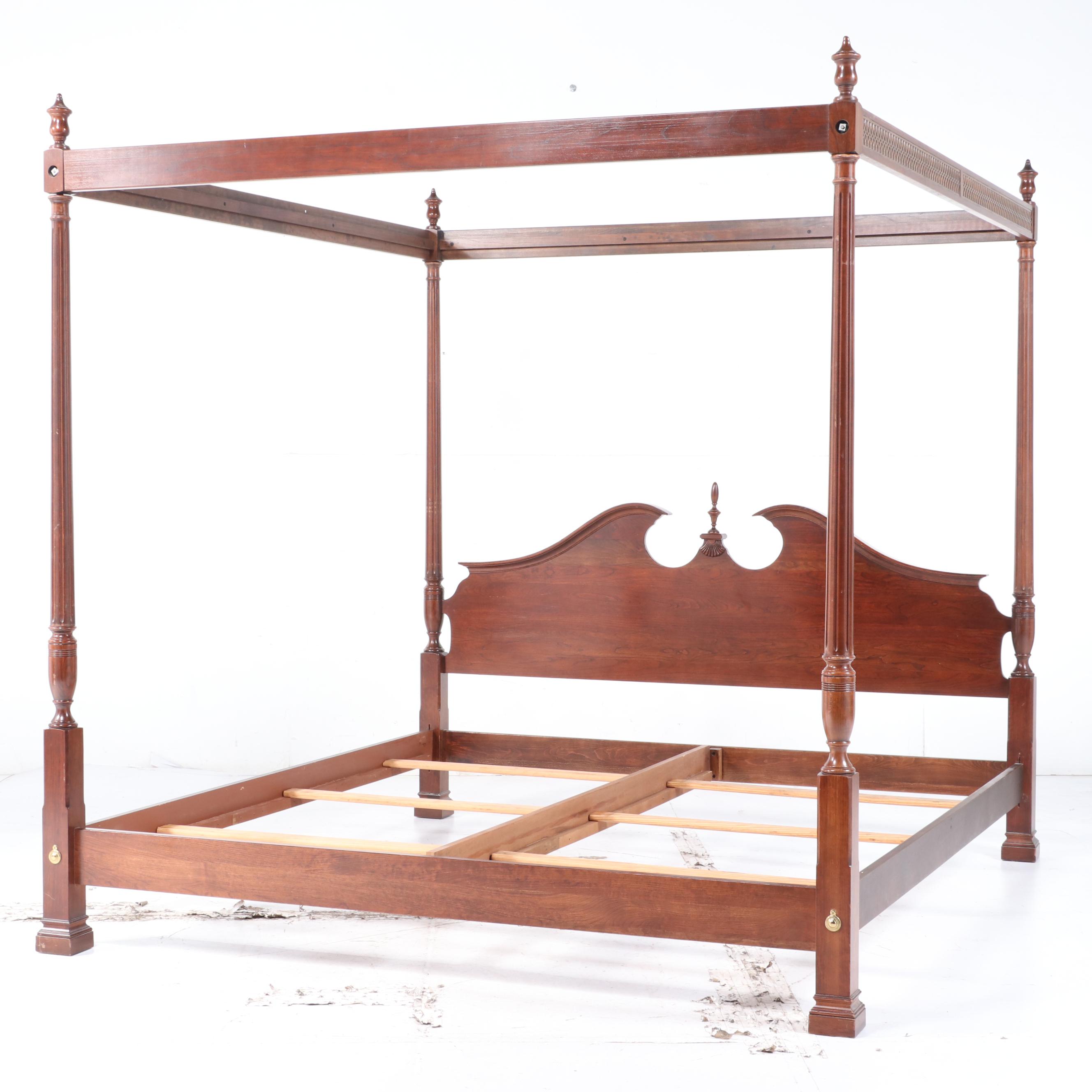 American Colonial Style Cherry King Size Tester Bed