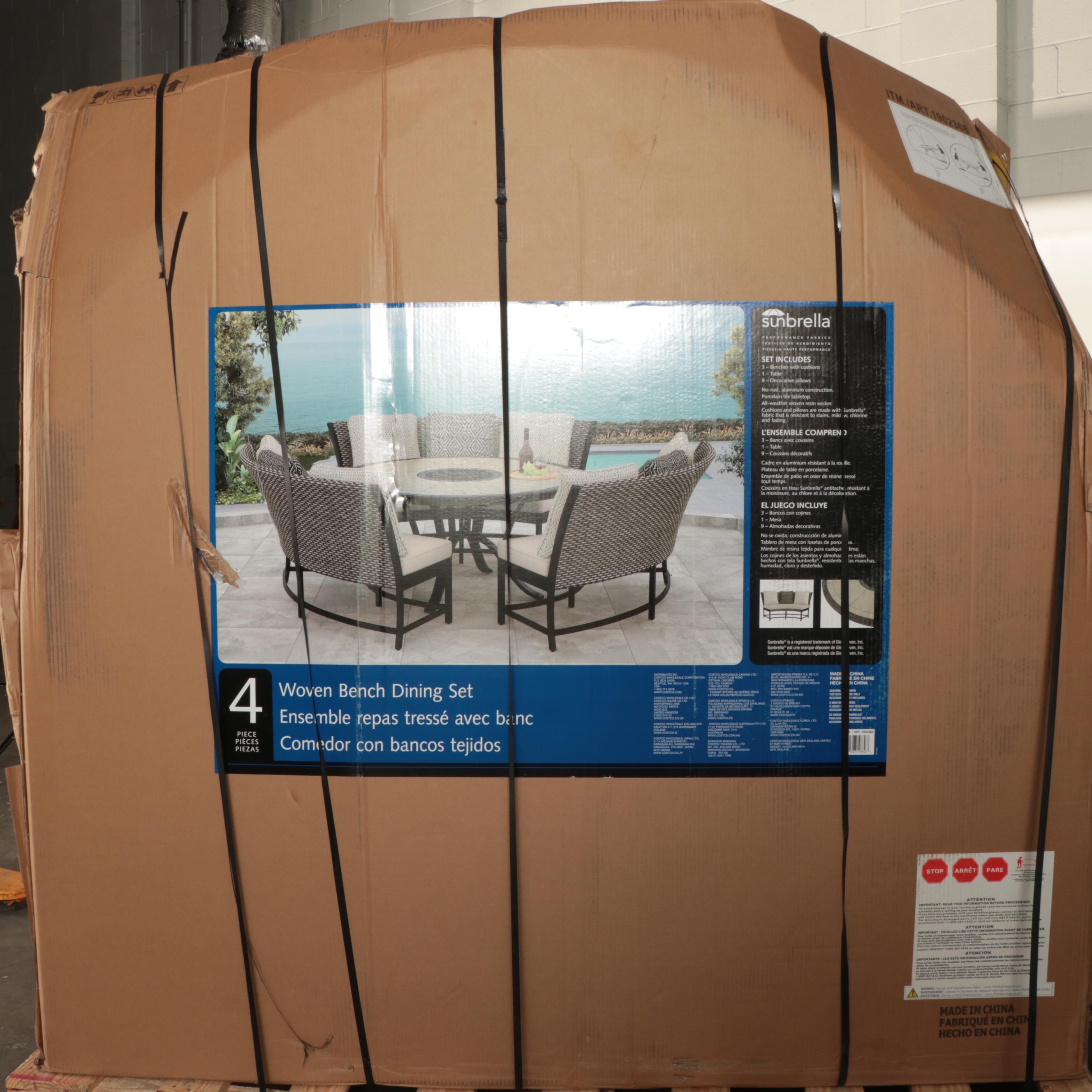 Agio "Park Falls" 4-Piece Woven Bench Dining Set