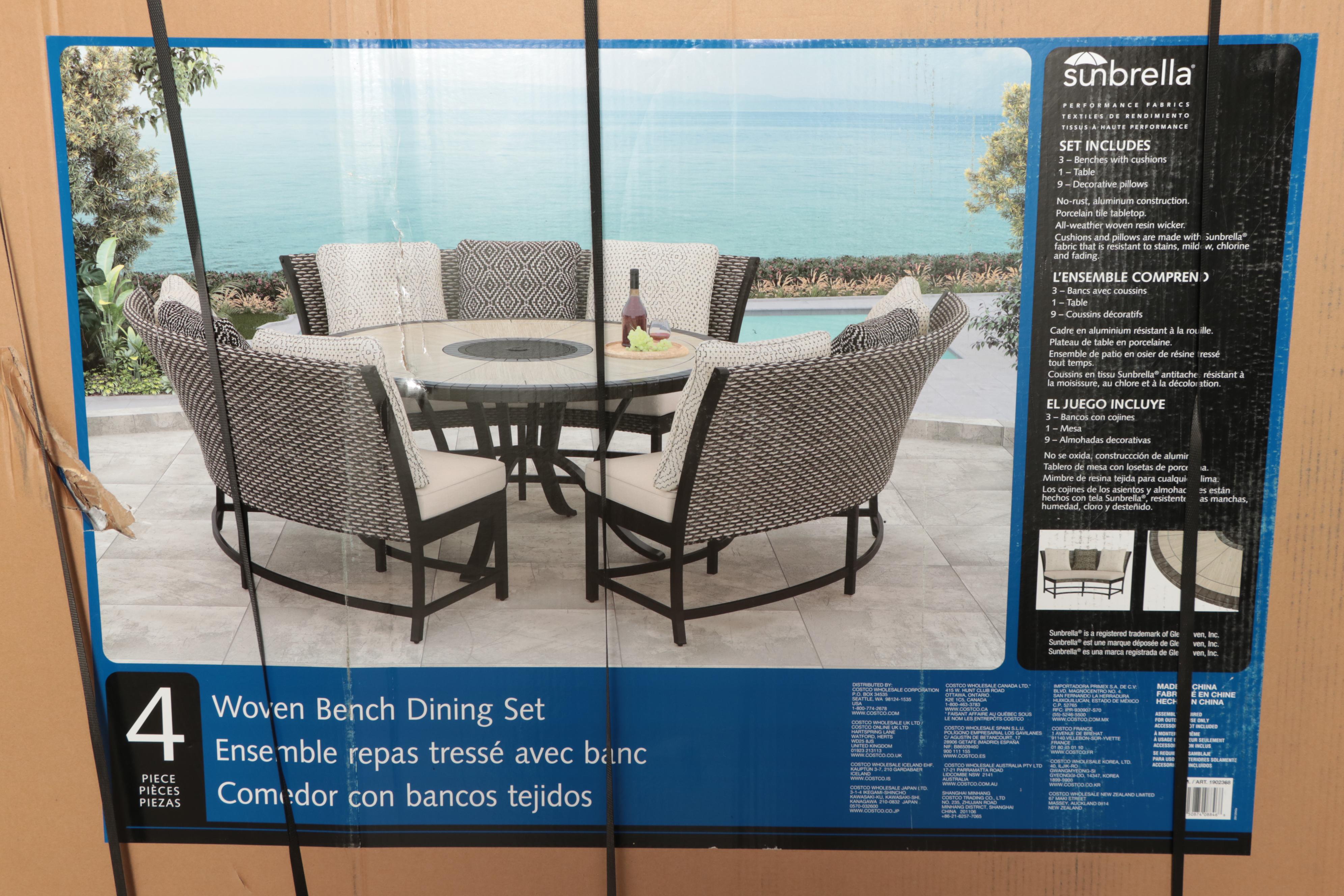 Agio "Park Falls" 4-Piece Woven Bench Dining Set