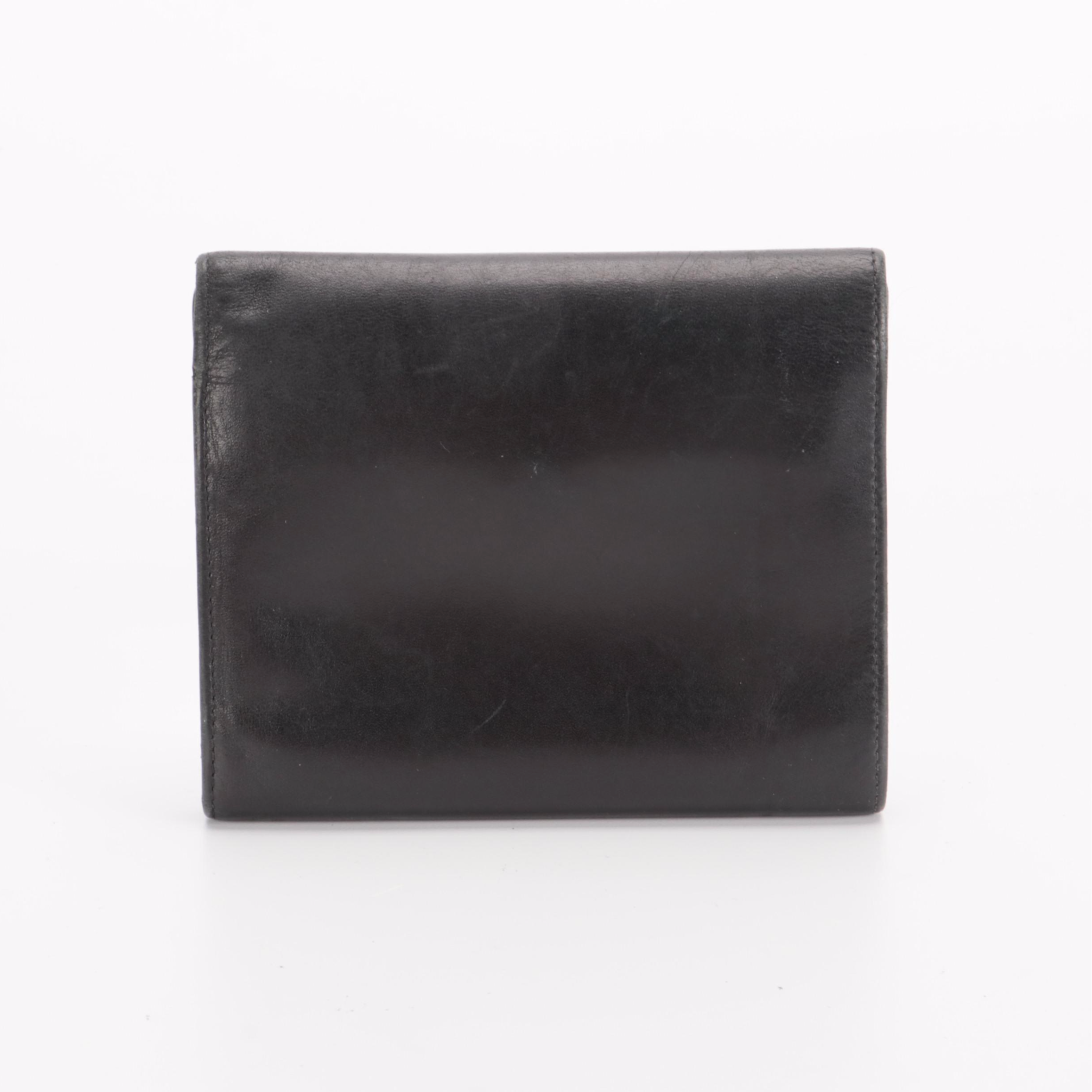 Prada Trifold Wallet in Black Lambskin Leather