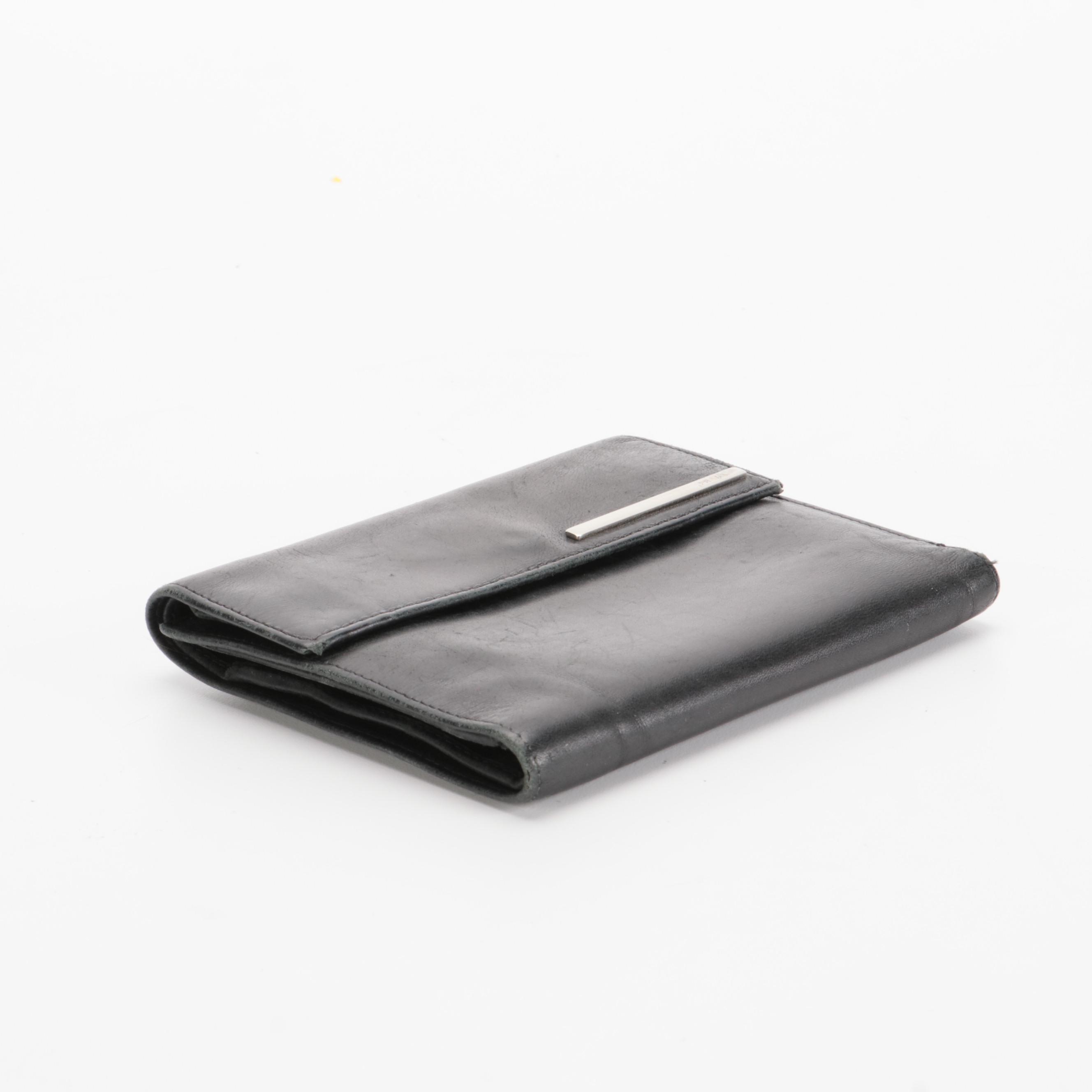 Prada Trifold Wallet in Black Lambskin Leather
