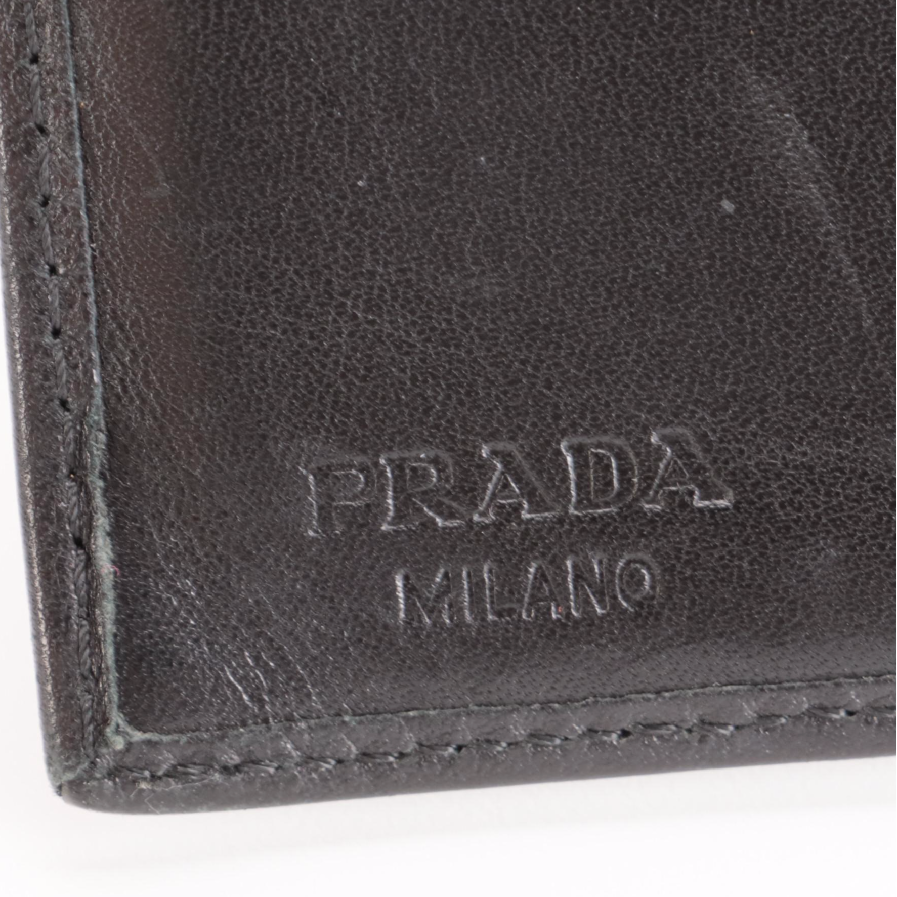Prada Trifold Wallet in Black Lambskin Leather