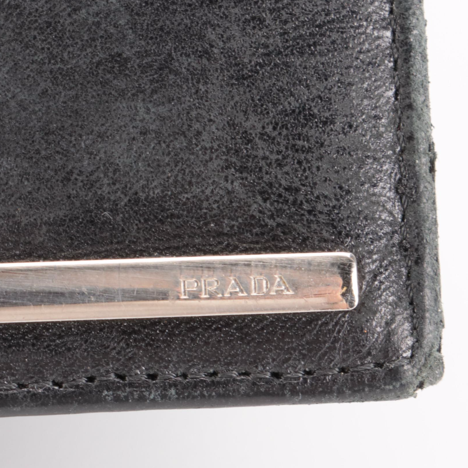 Prada Trifold Wallet in Black Lambskin Leather