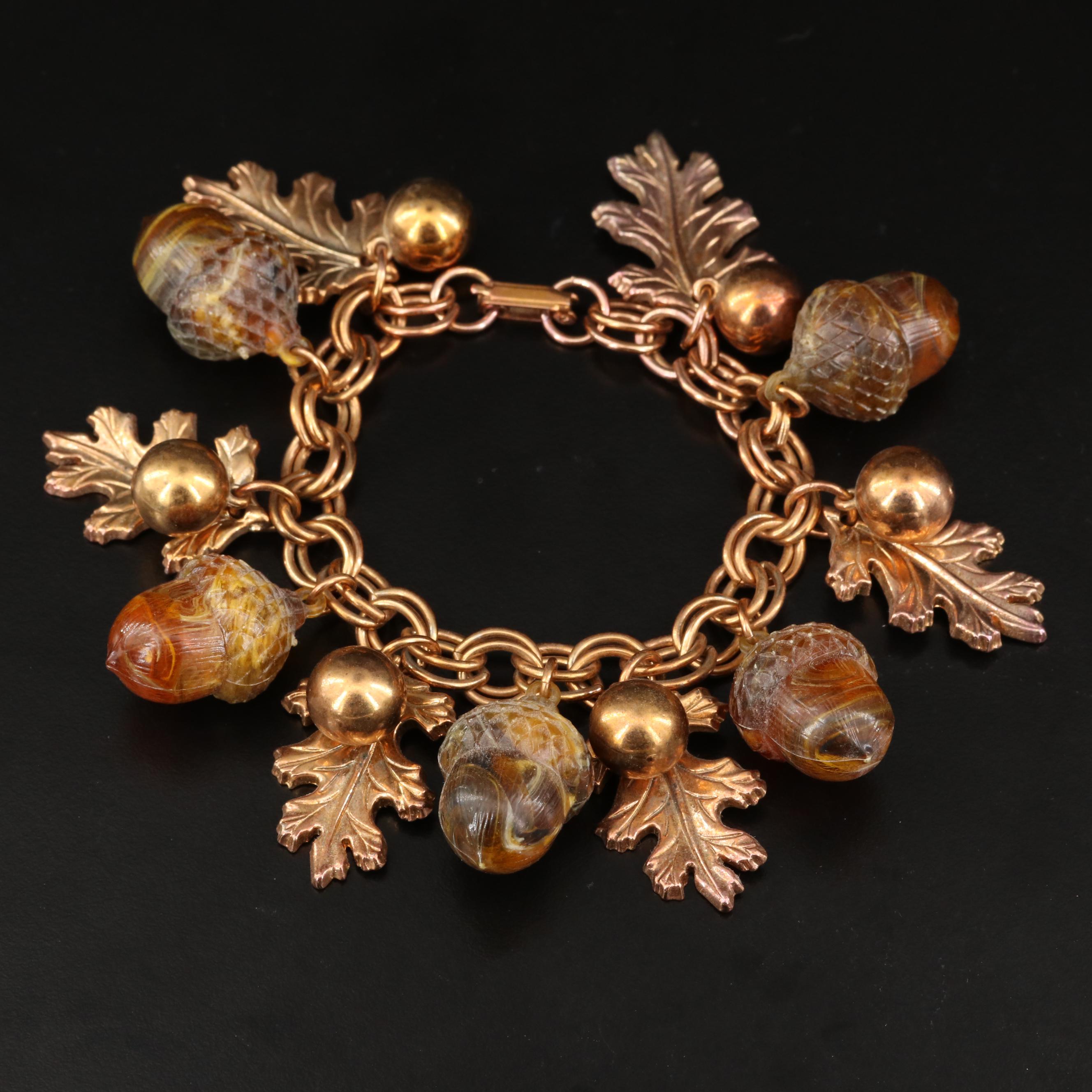 Circa 1960s Acorn and Oak Leaf Bracelet