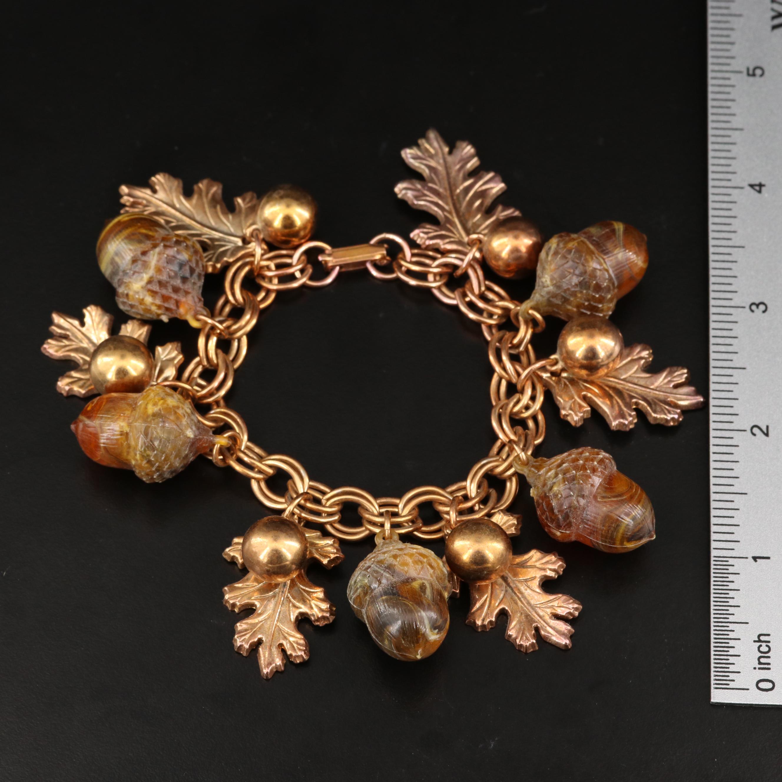 Circa 1960s Acorn and Oak Leaf Bracelet