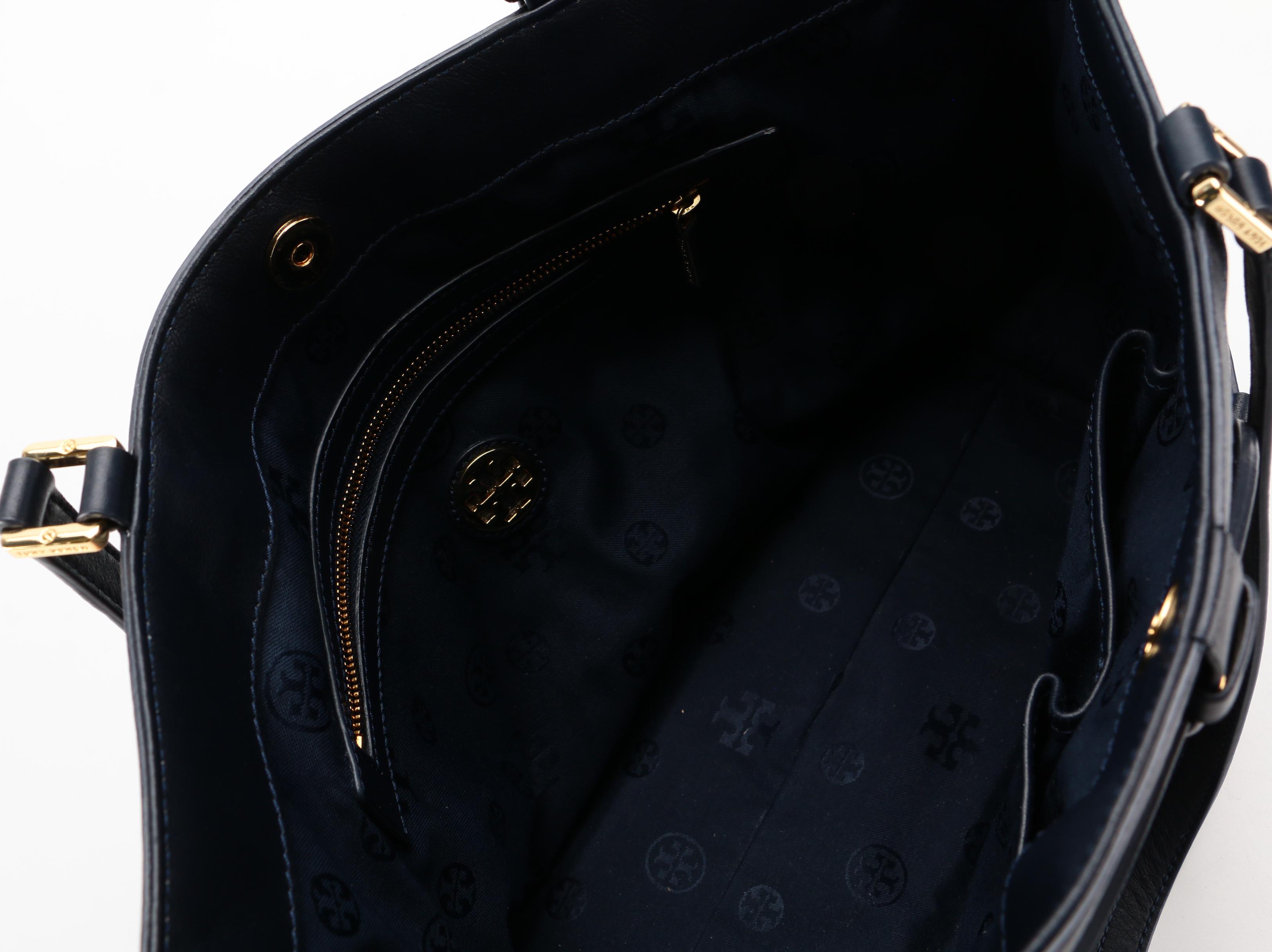 Tory Burch Jenny Shoulder Tote in Navy Blue Leather