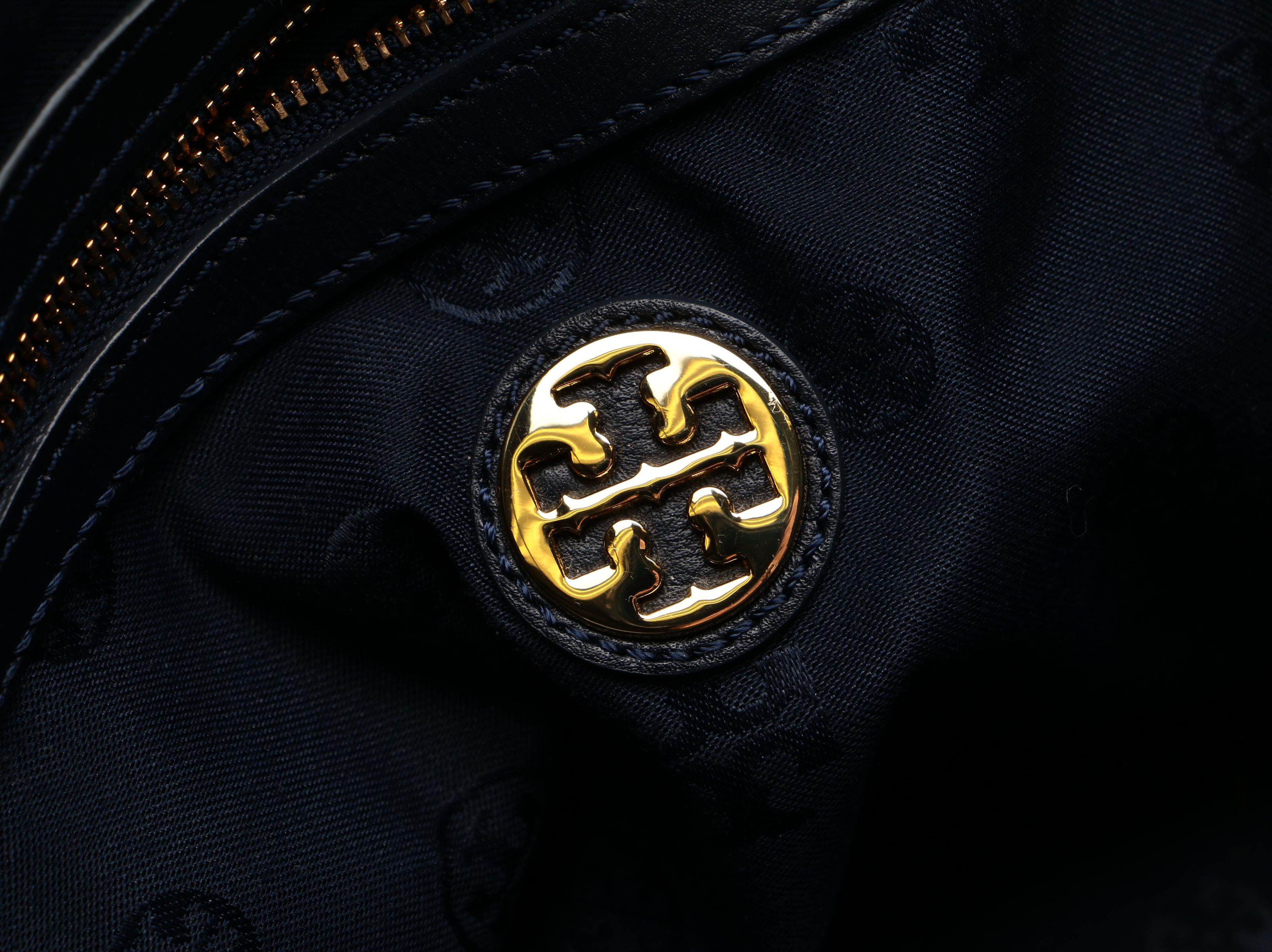 Tory Burch Jenny Shoulder Tote in Navy Blue Leather