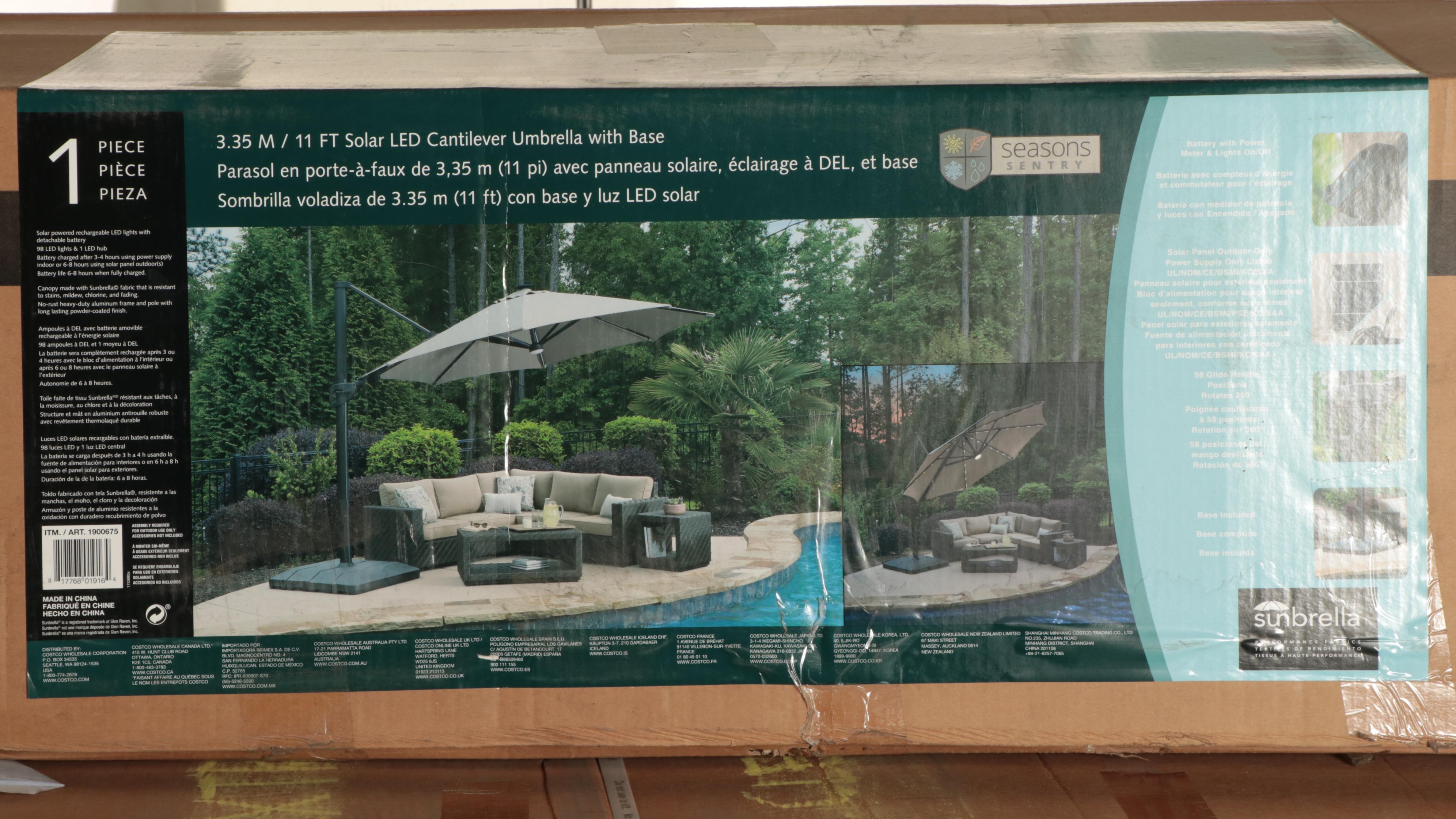 Seasons Sentry 11' LED Solar Round Cantilever Umbrella