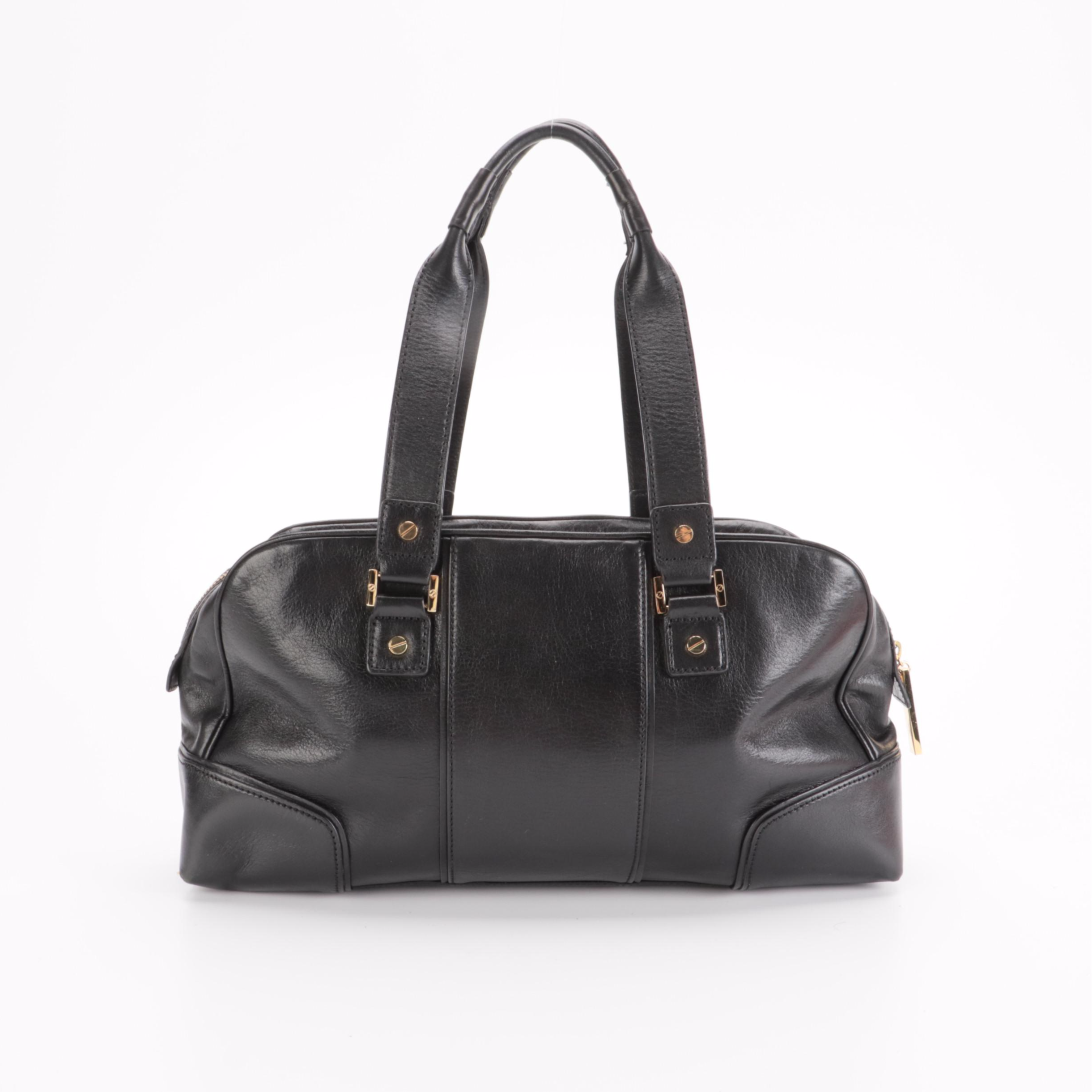Tory Burch East-West Shoulder Bag in Black Grained Leather