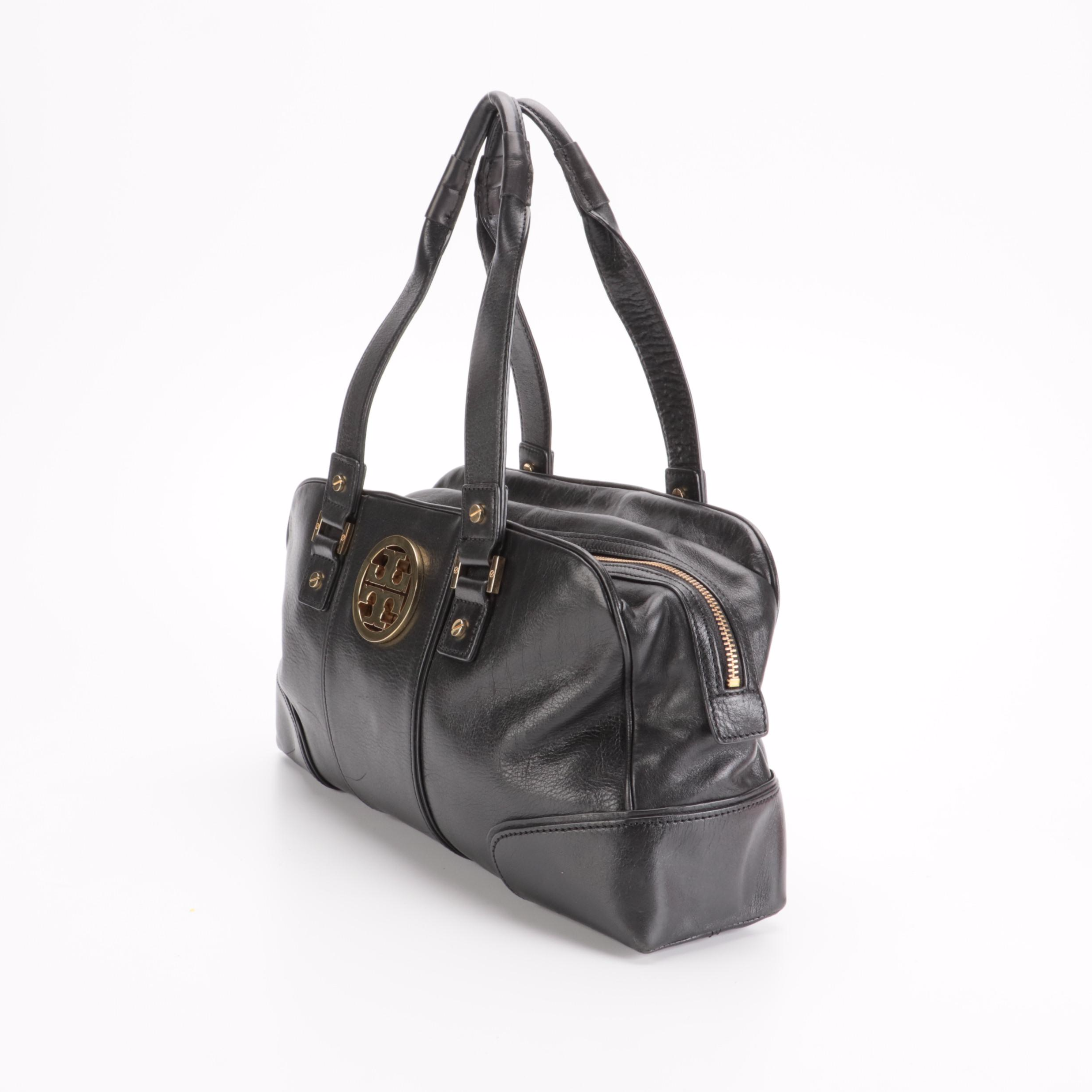 Tory Burch East-West Shoulder Bag in Black Grained Leather