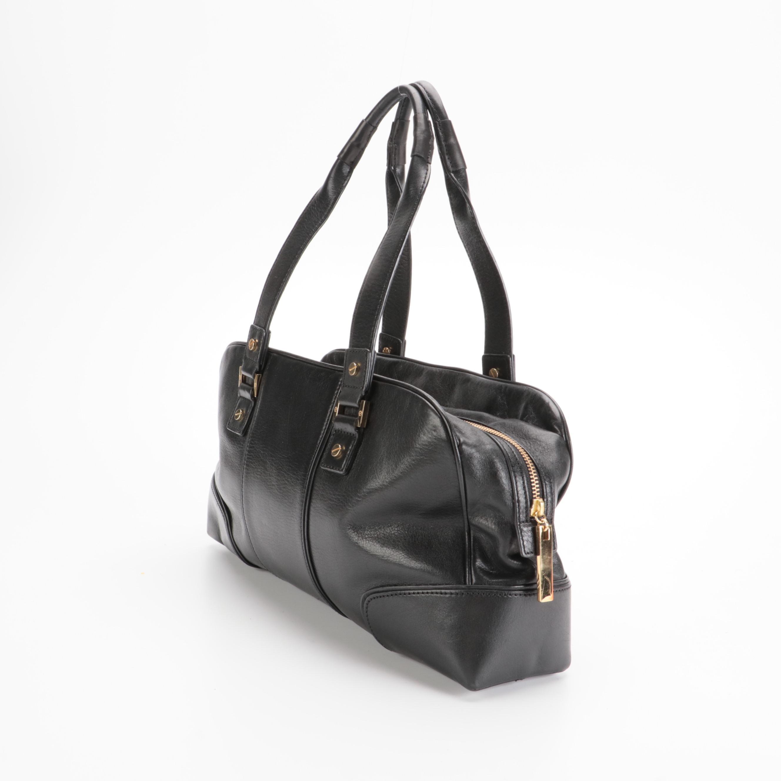 Tory Burch East-West Shoulder Bag in Black Grained Leather