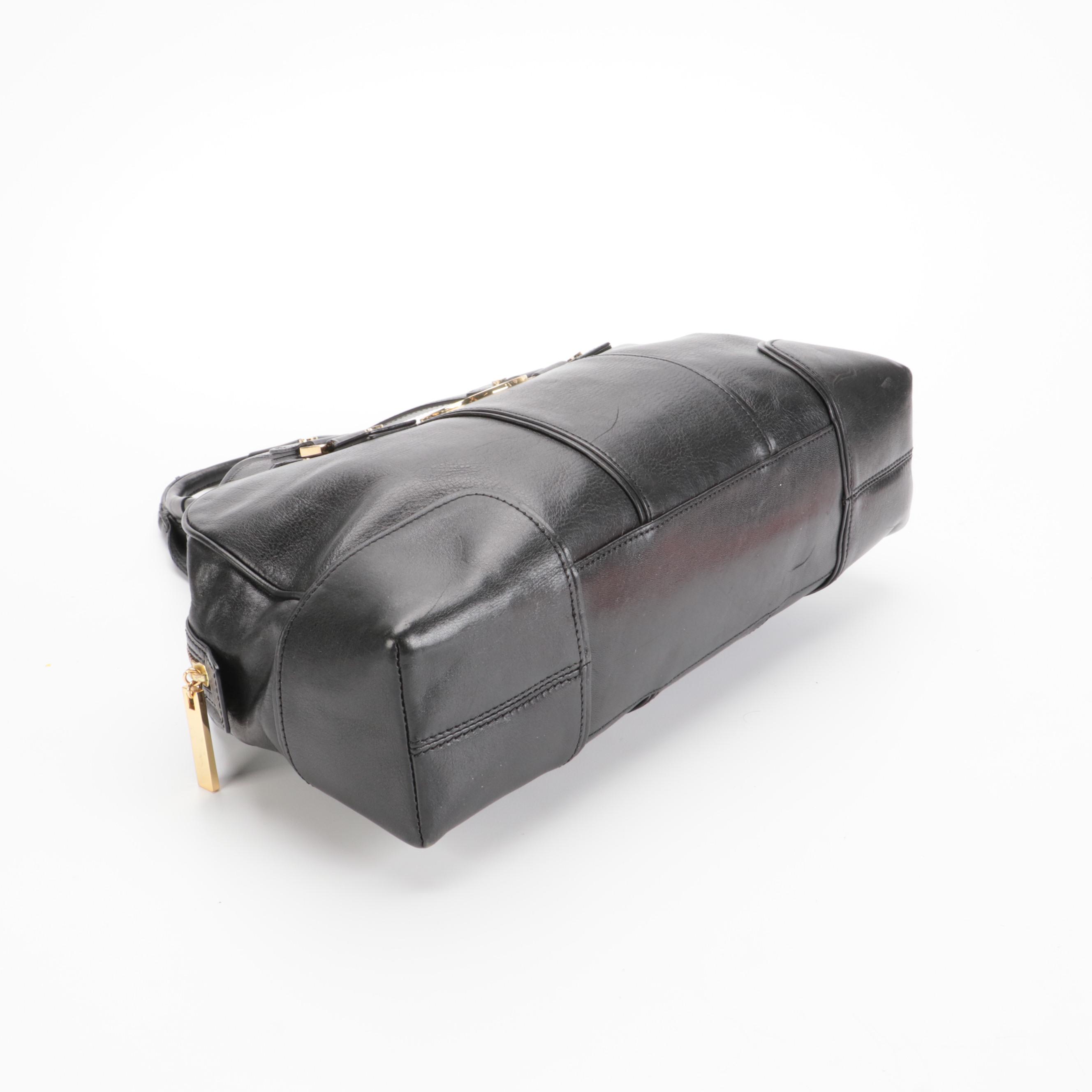 Tory Burch East-West Shoulder Bag in Black Grained Leather