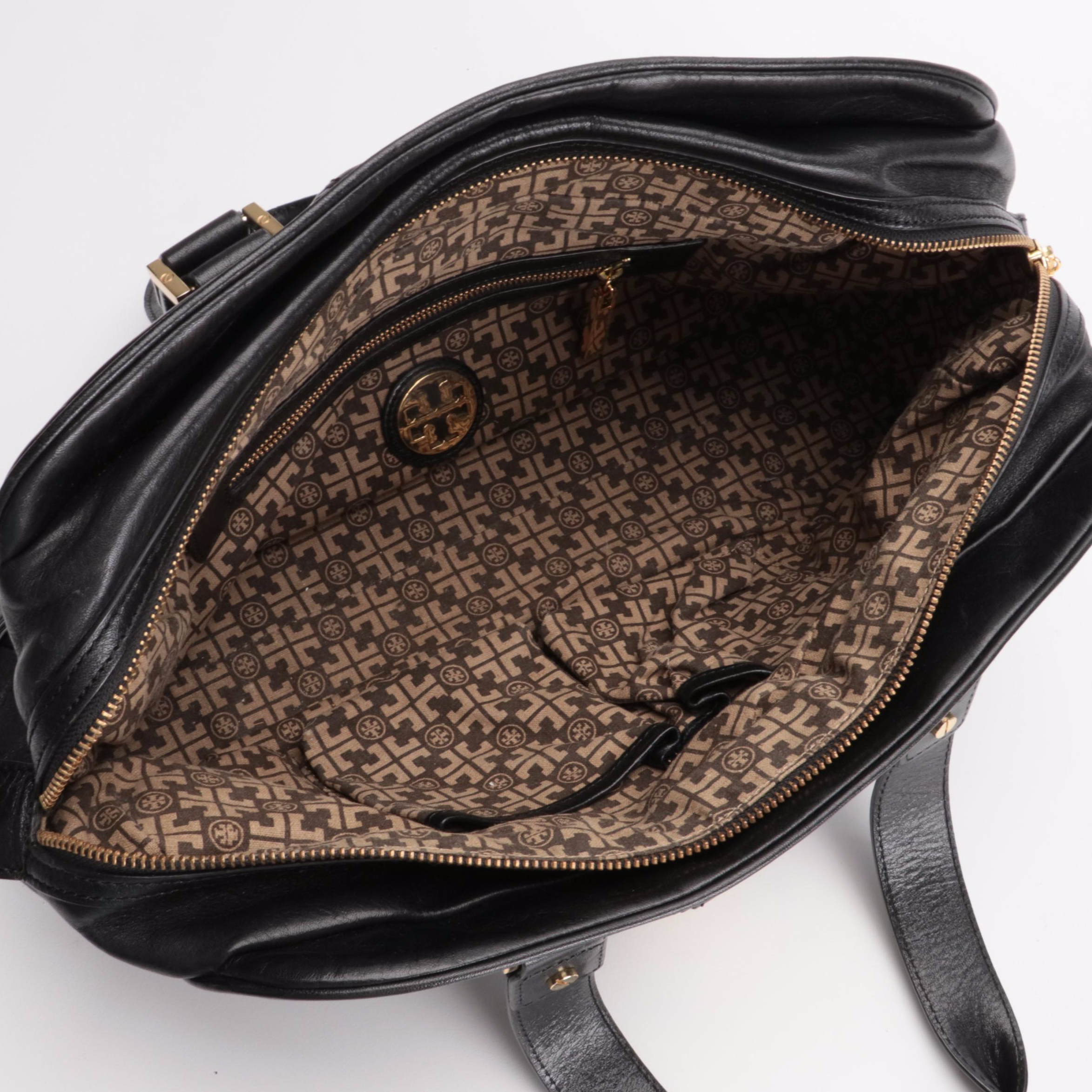 Tory Burch East-West Shoulder Bag in Black Grained Leather