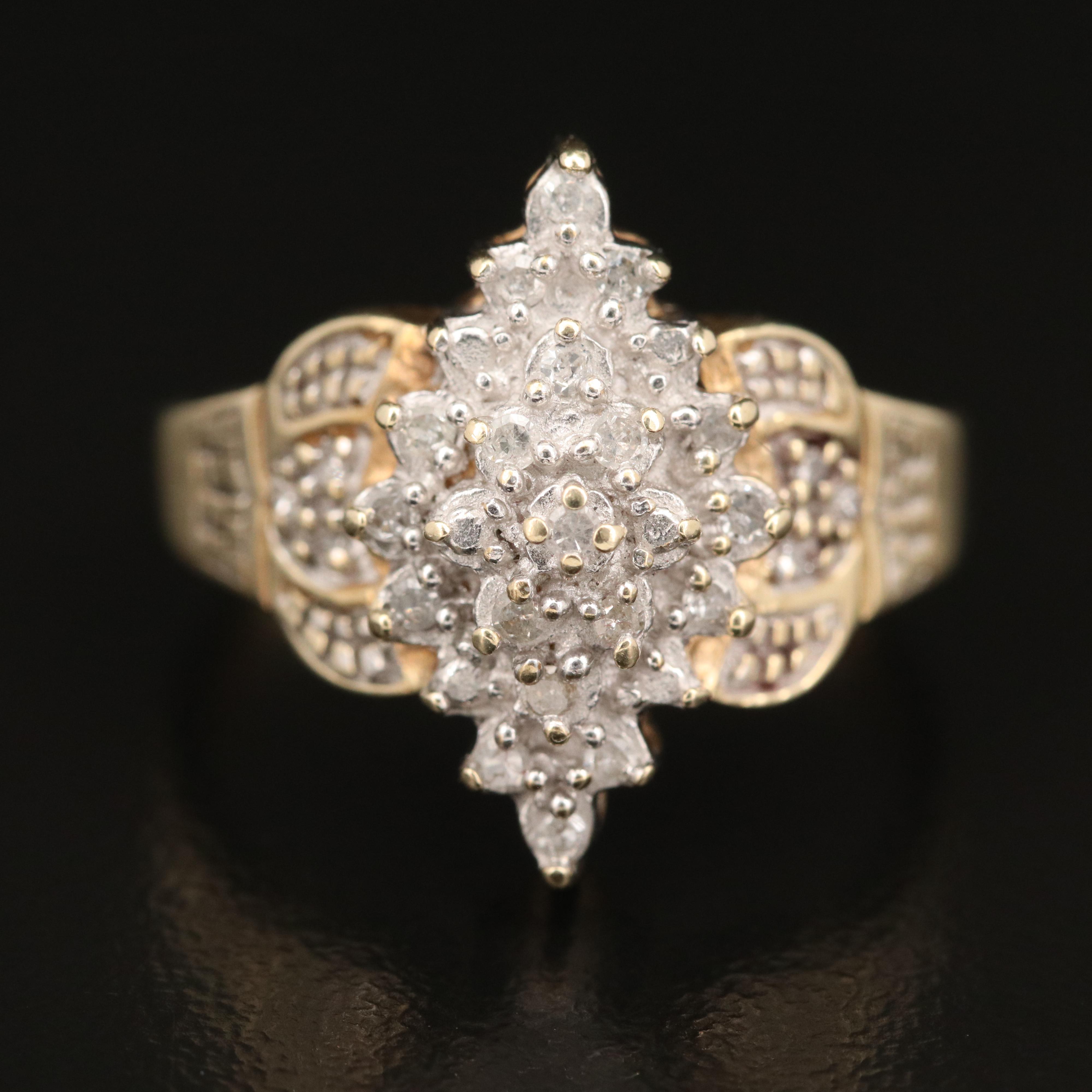 10K Diamond Cluster Ring