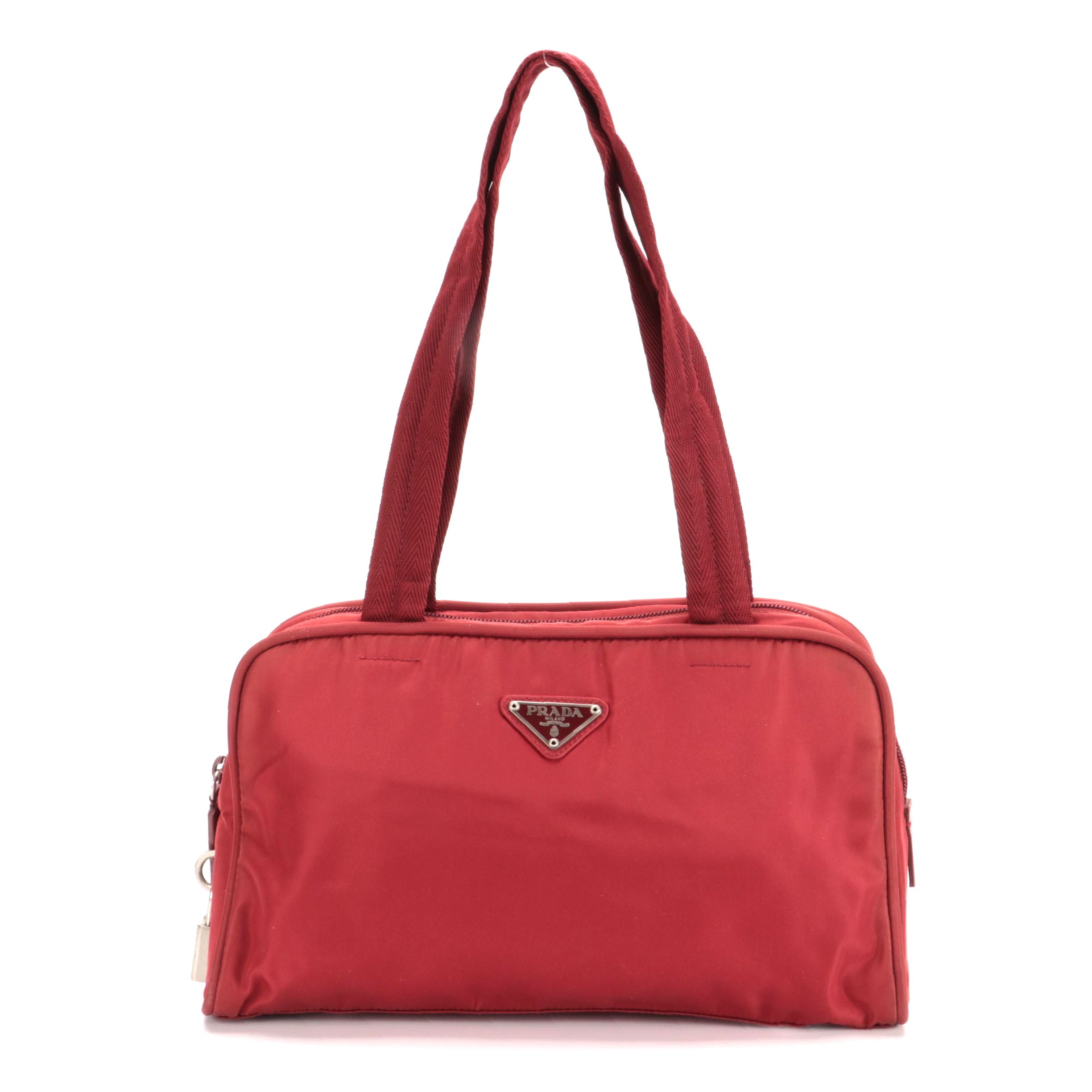 Prada Tessuto Red Nylon Shoulder Bag
