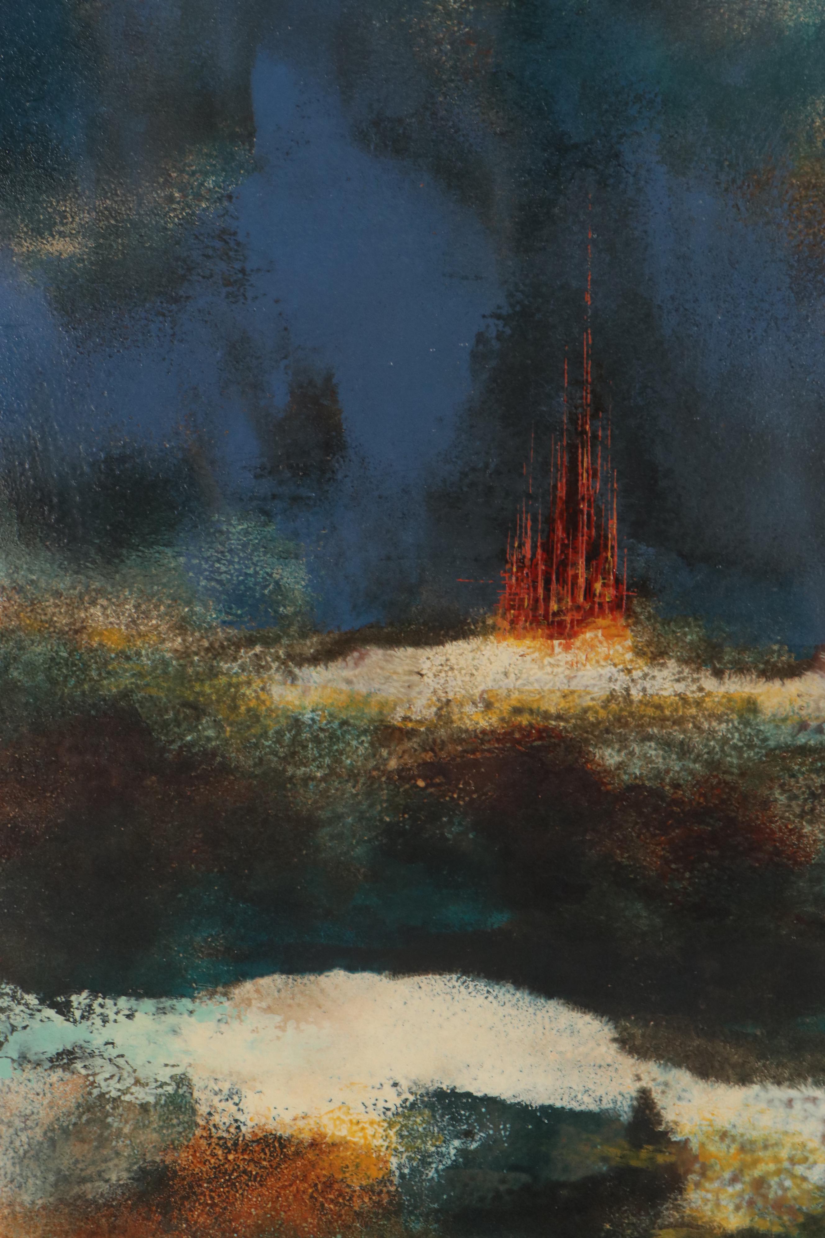 Leonardo Nierman Abstract Oil Painting "Castillo Rojo," 1961