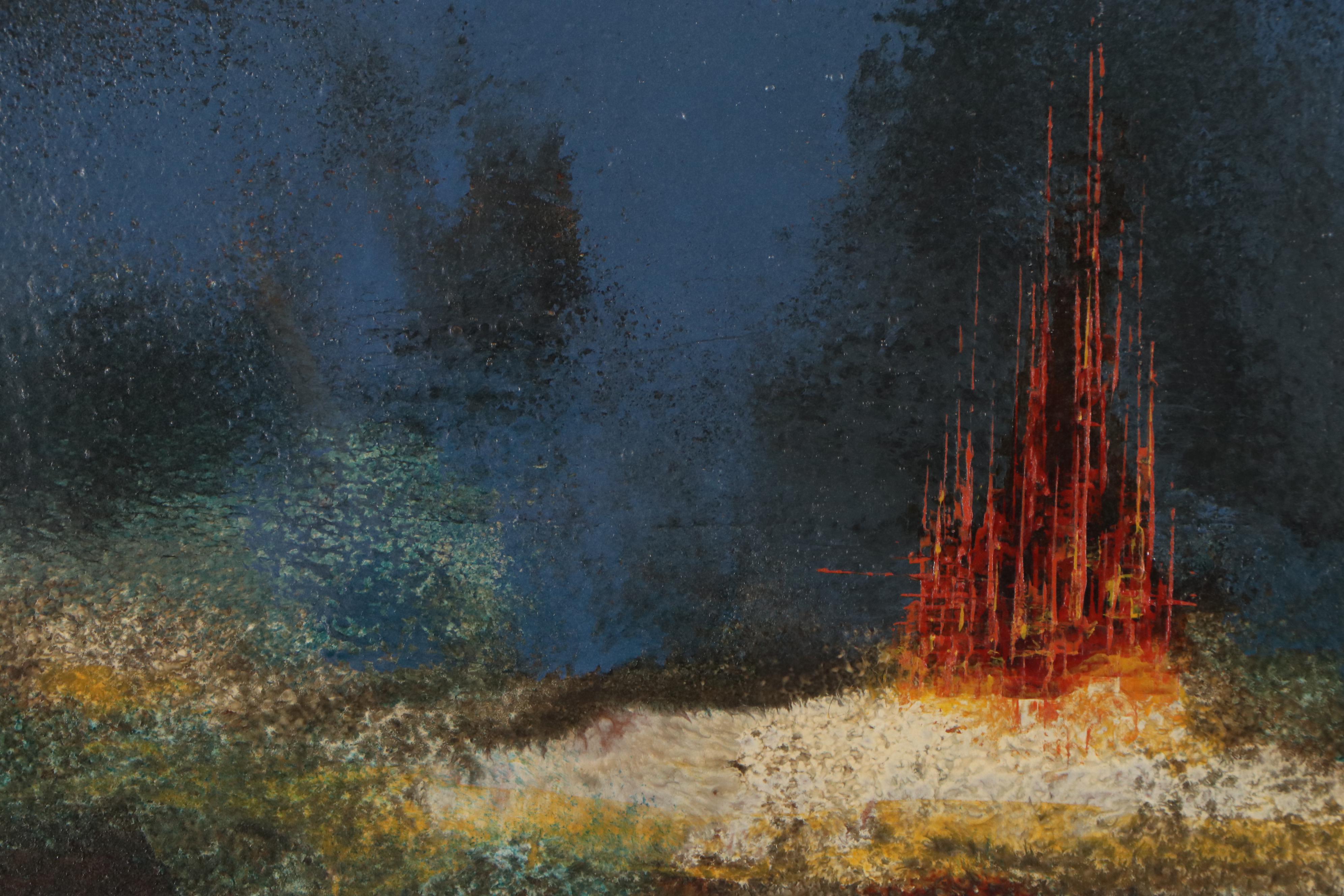 Leonardo Nierman Abstract Oil Painting "Castillo Rojo," 1961