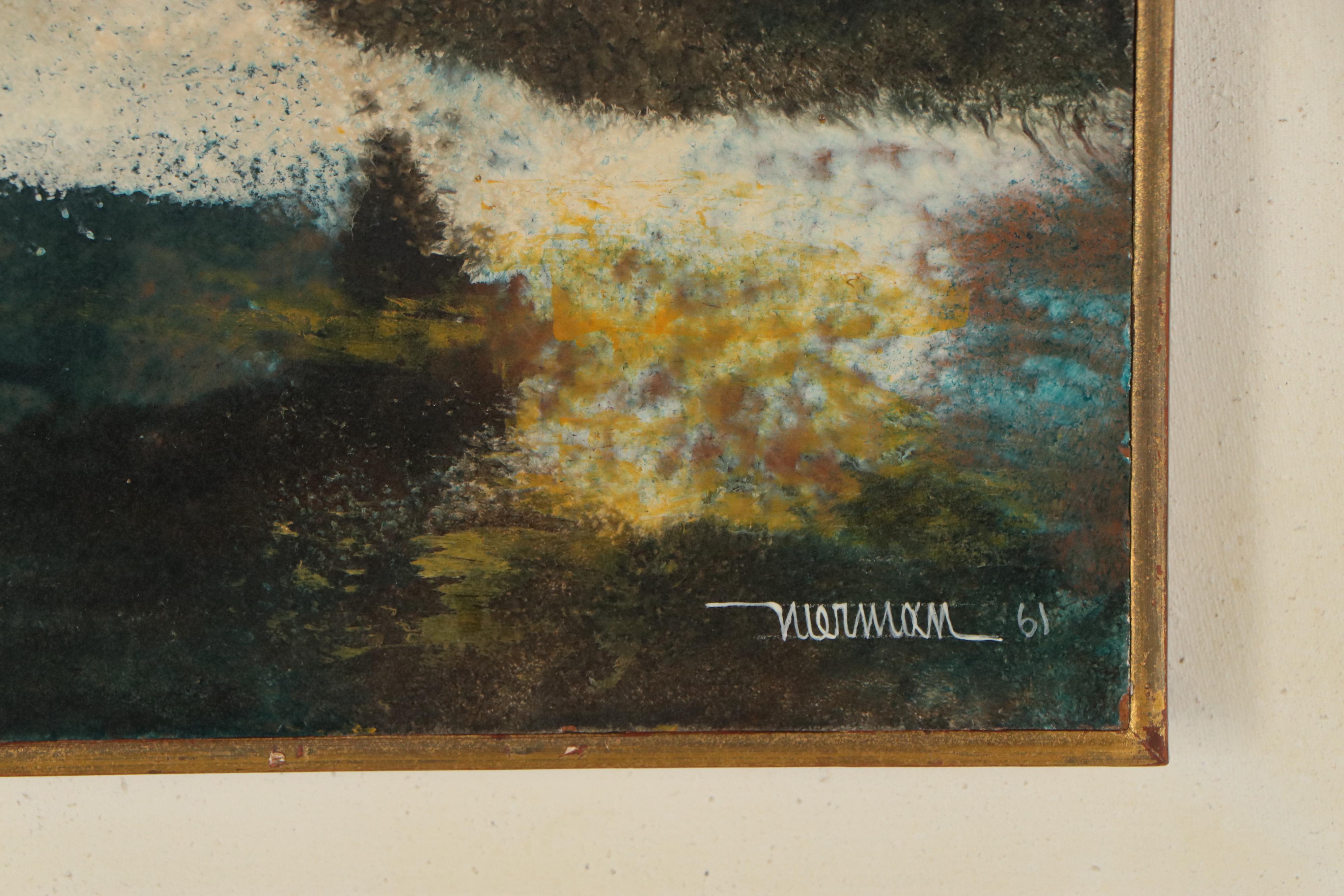 Leonardo Nierman Abstract Oil Painting "Castillo Rojo," 1961