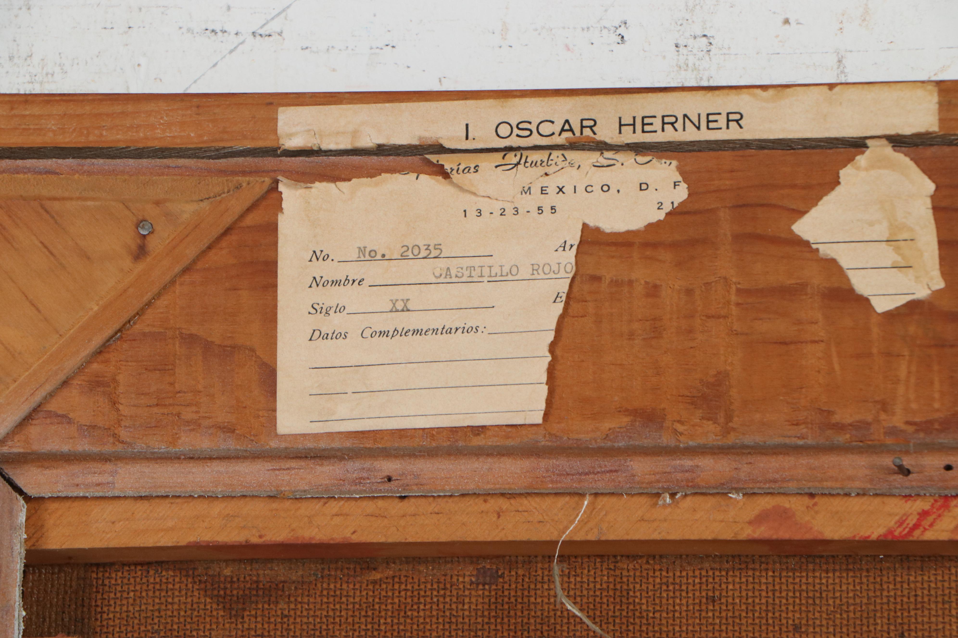 Leonardo Nierman Abstract Oil Painting "Castillo Rojo," 1961