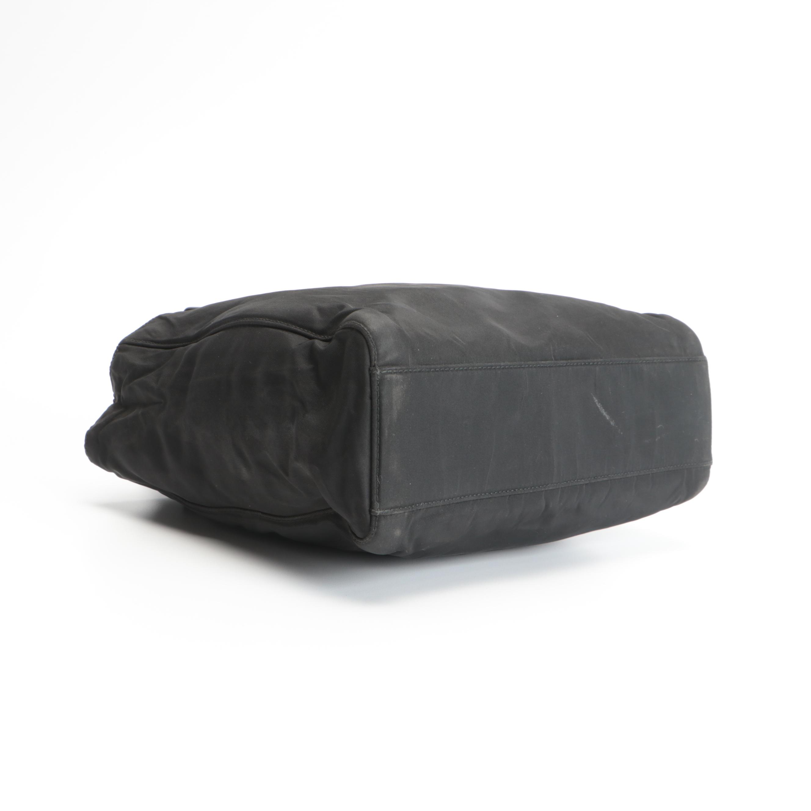 Prada Top Handle Bag in Black Nylon with Plastic Handles