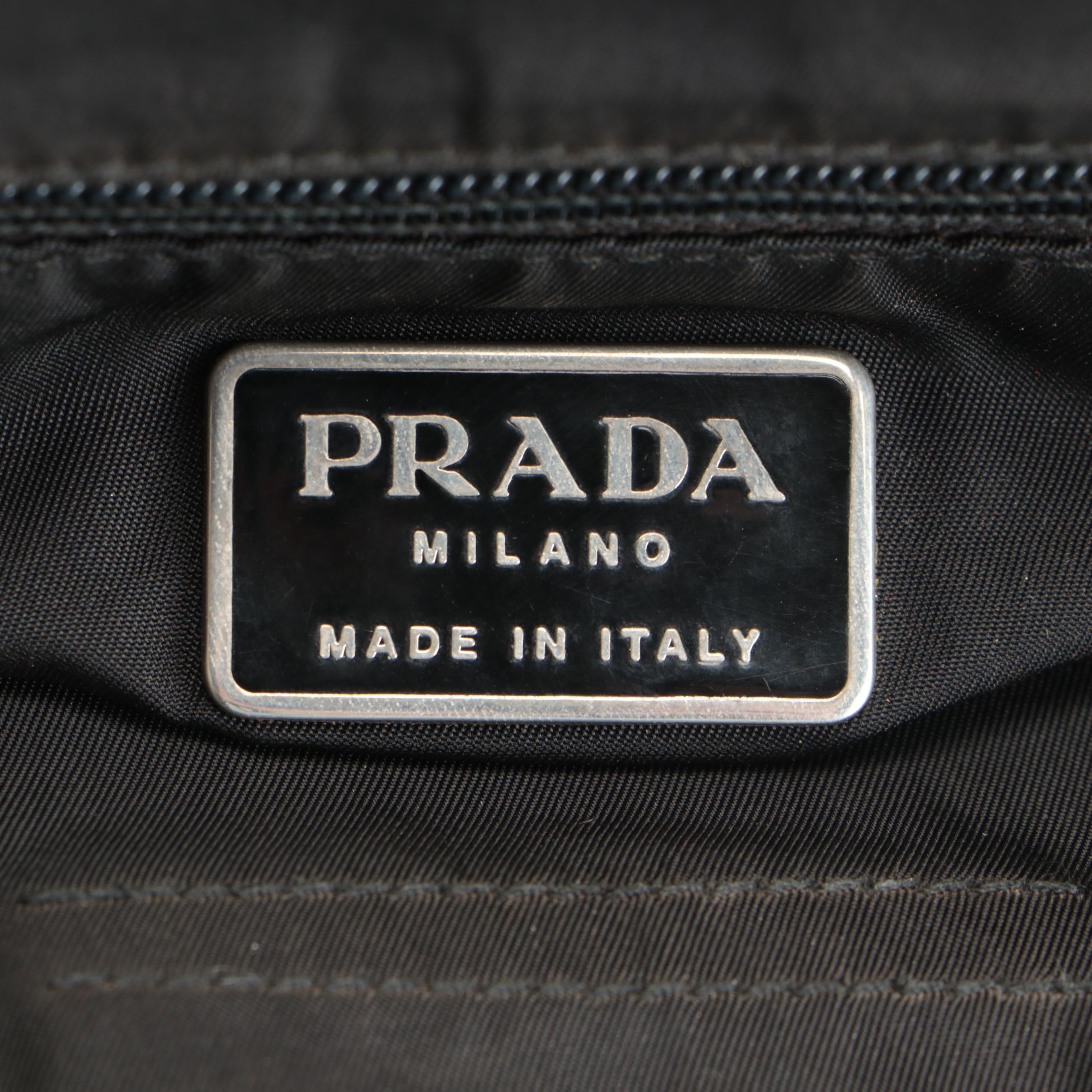 Prada Top Handle Bag in Black Nylon with Plastic Handles